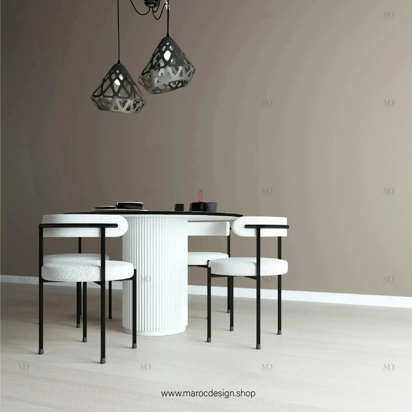 MARBELLA / Table à Manger / Élégance Intemporelle / Collection Pilar-Table à Manger-Maroc Design-80cm-Maroc Design