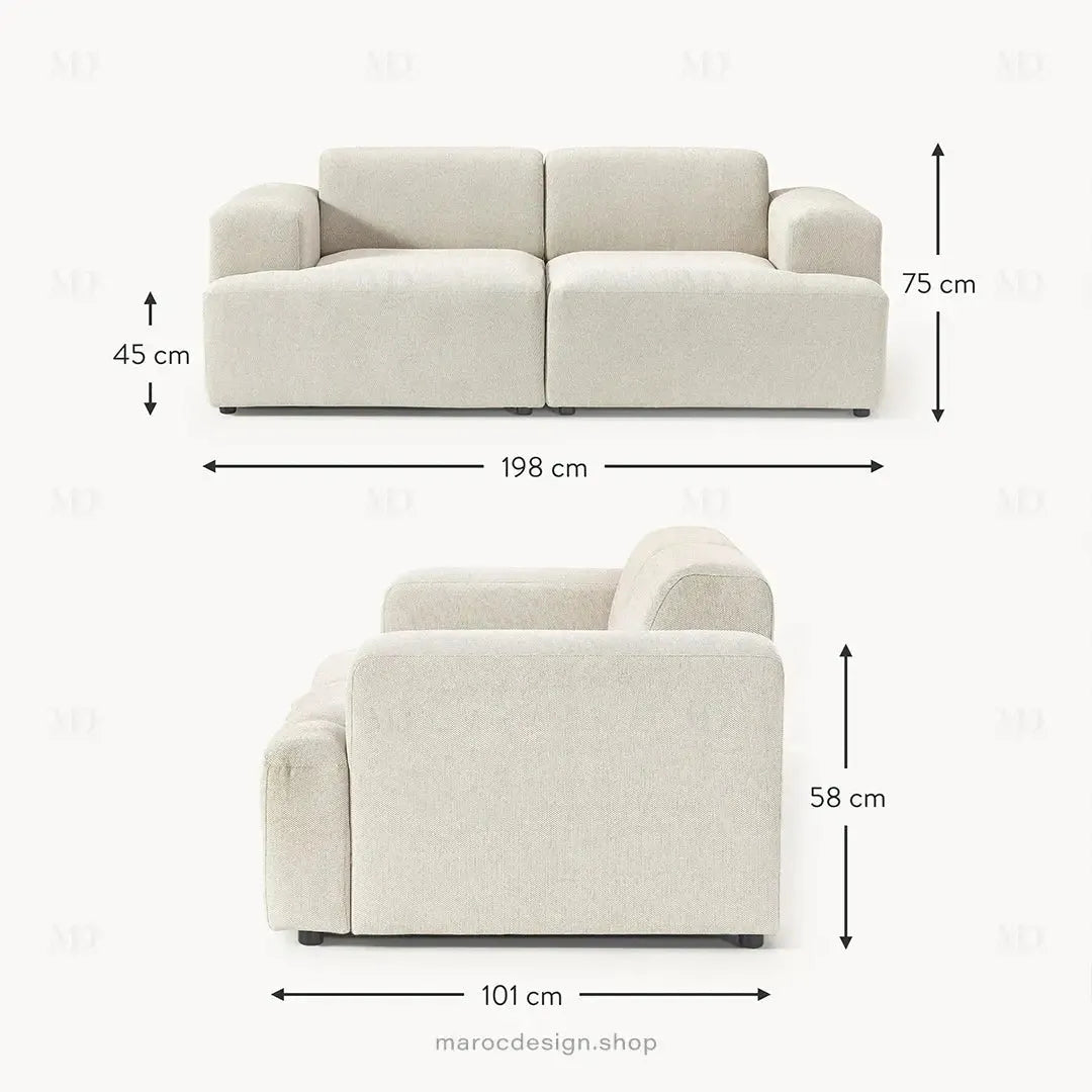 MELVANA – Canapé (S) 2 Places Beige-canapé, fauteil, Pouf, Meridienne-Maroc Design-Maroc Design