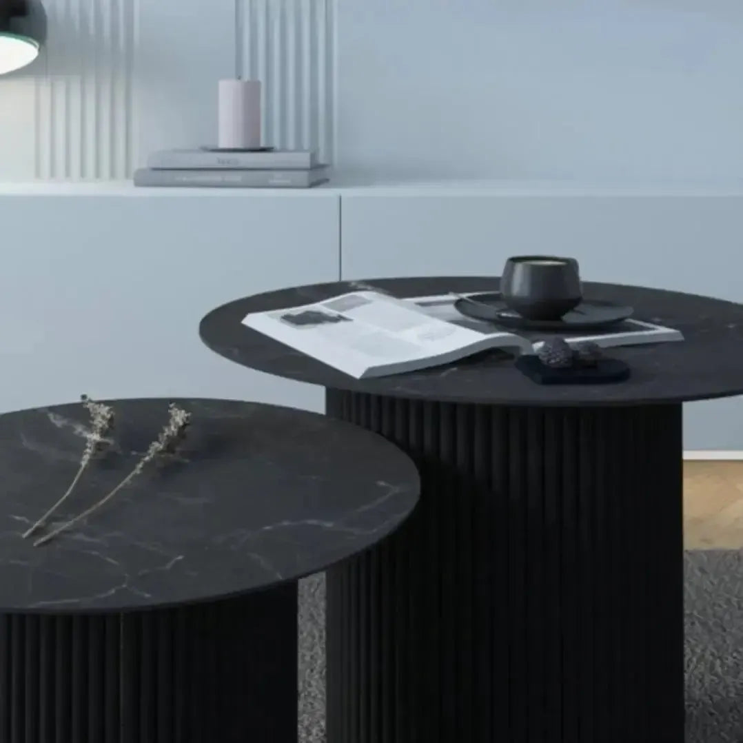 MIRAL DUO DE TABLES BASSES – Élégance et Praticité pour Votre Espace de Vie-Table Basse Salon Séjour, table de chevet, Tables de coin, table gigogne-Maroc Design-Noir-Maroc Design