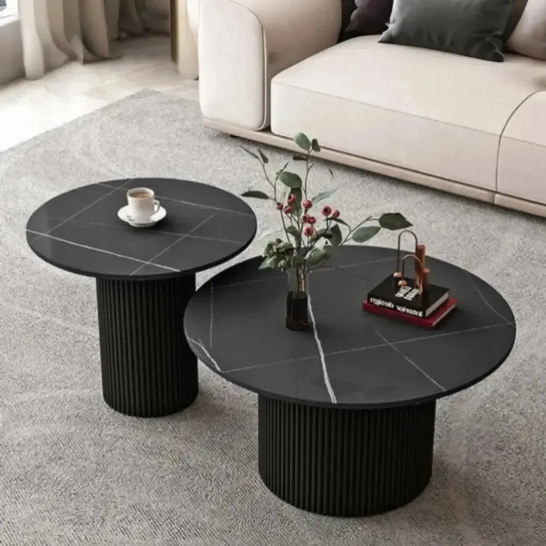 MIRAL DUO DE TABLES BASSES – Élégance et Praticité pour Votre Espace de Vie-Table Basse Salon Séjour, table de chevet, Tables de coin, table gigogne-Maroc Design-Noir-Maroc Design