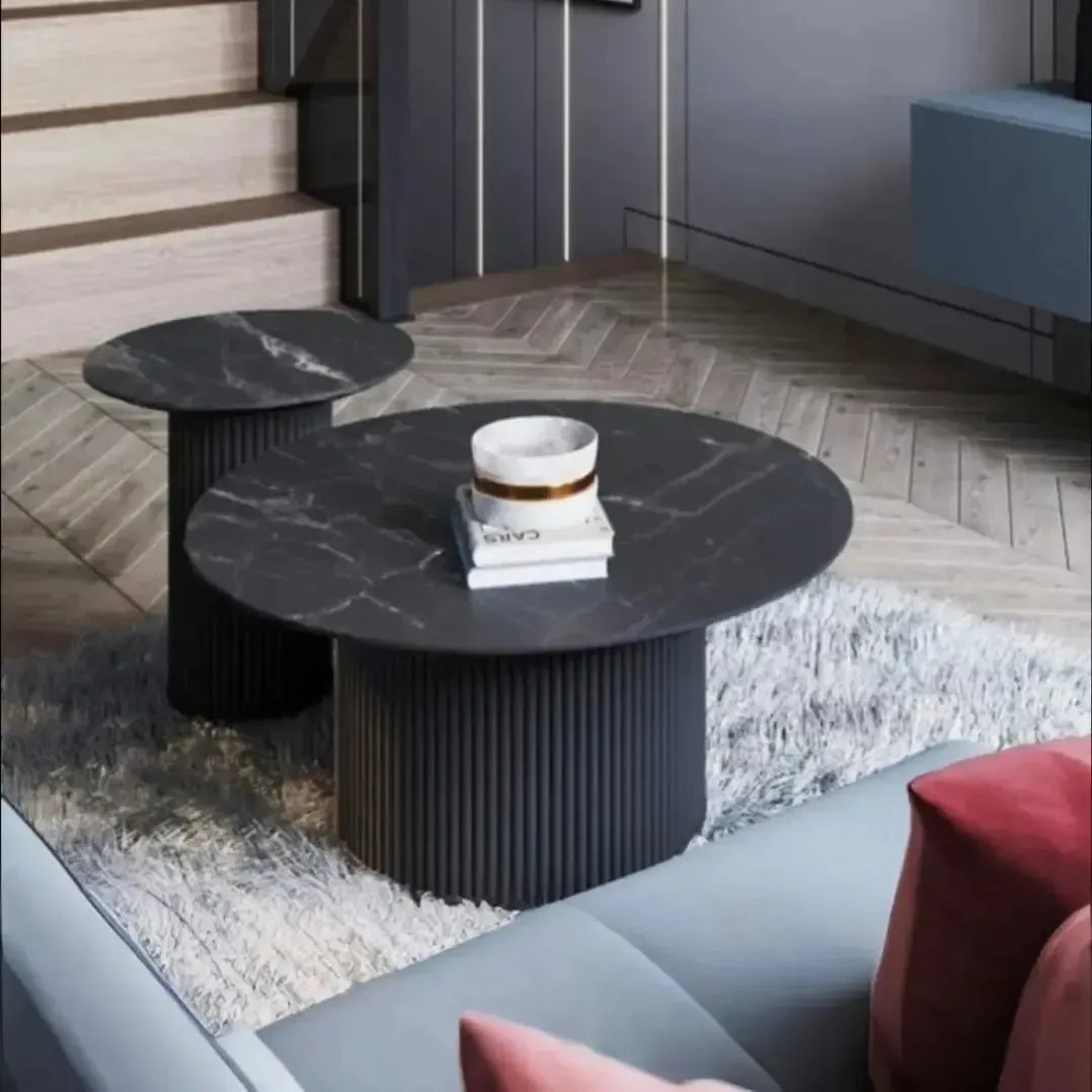 MIRAL DUO DE TABLES BASSES – Élégance et Praticité pour Votre Espace de Vie-Table Basse Salon Séjour, table de chevet, Tables de coin, table gigogne-Maroc Design-Noir-Maroc Design