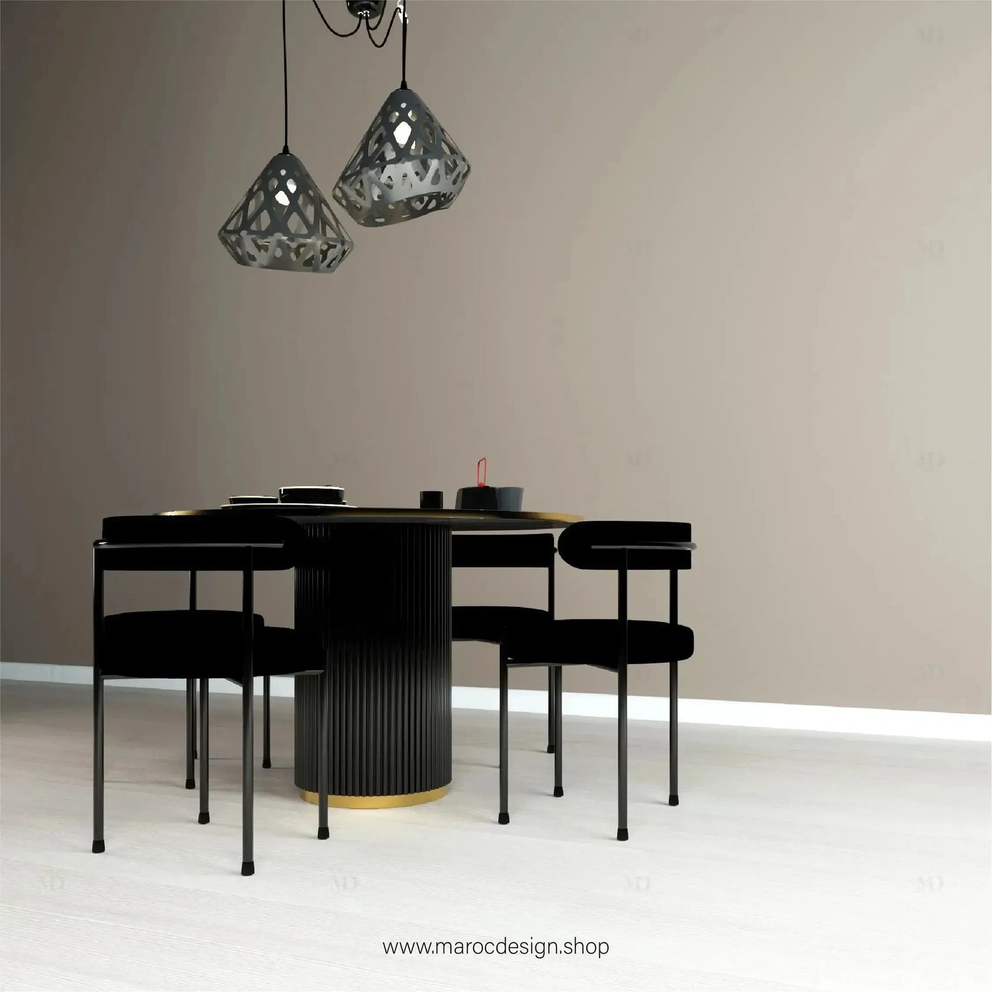 MYSTIQUE / Table à Manger / Noir et Doré Collection Pilar / Élégance et Luxe-Table à Manger-Maroc Design-80cm-Maroc Design