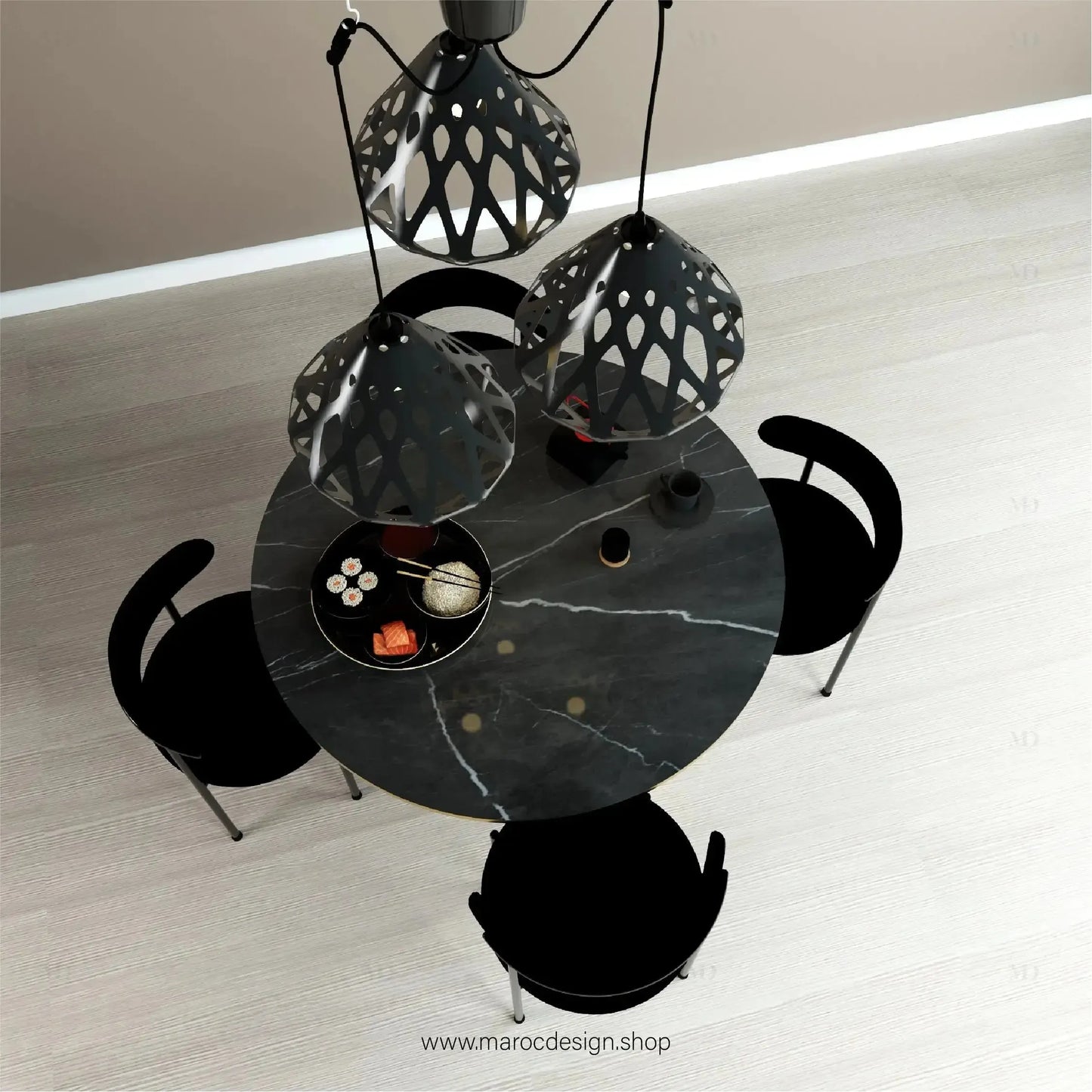 MYSTIQUE / Table à Manger / Noir et Doré Collection Pilar / Élégance et Luxe-Table à Manger-Maroc Design-80cm-Maroc Design