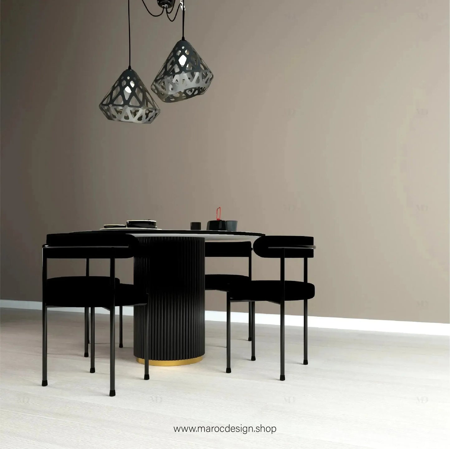 MYSTIQUE / Table à Manger / Noir et Doré Collection Pilar / Élégance et Luxe-Table à Manger-Maroc Design-80cm-Maroc Design
