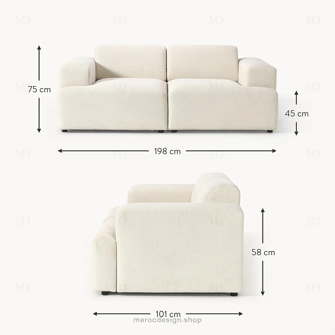 MELVANA -2- places_Blanc Cassé- canapé d'angle, modulaire, Salon, Séjour Maroc Design