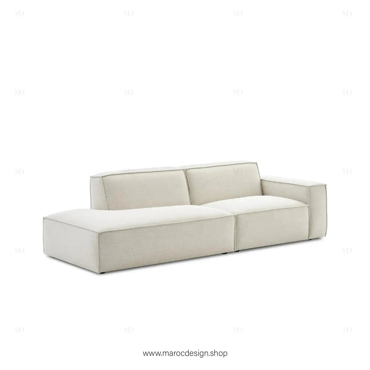 Méridienne 2 Places Droite / BOXTER, Canapé / Salon / Séjour / Espace de Réception-canapé, fauteil, Pouf, Meridienne-Maroc Design-Beige-Maroc Design