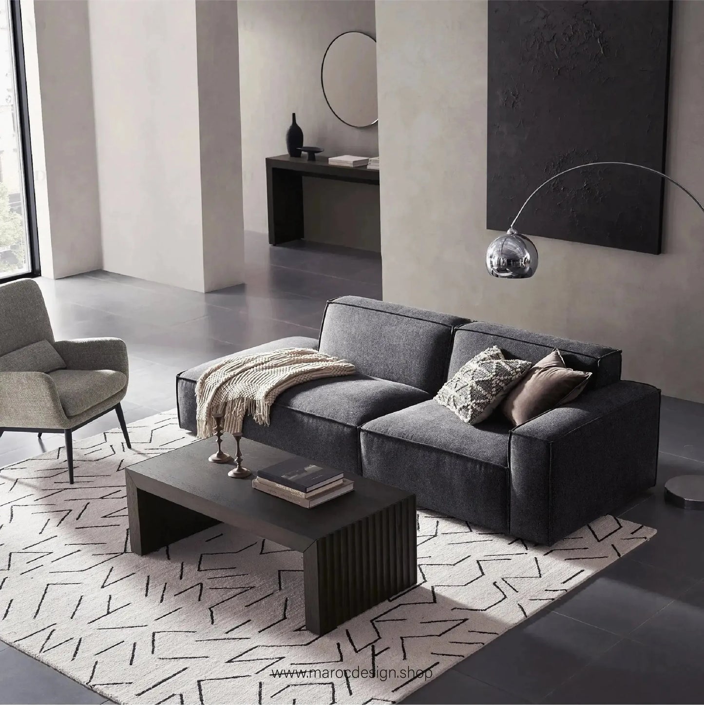 Méridienne 2 Places Droite / BOXTER, Canapé / Salon / Séjour / Espace de Réception-canapé, fauteil, Pouf, Meridienne-Maroc Design-Beige-Maroc Design