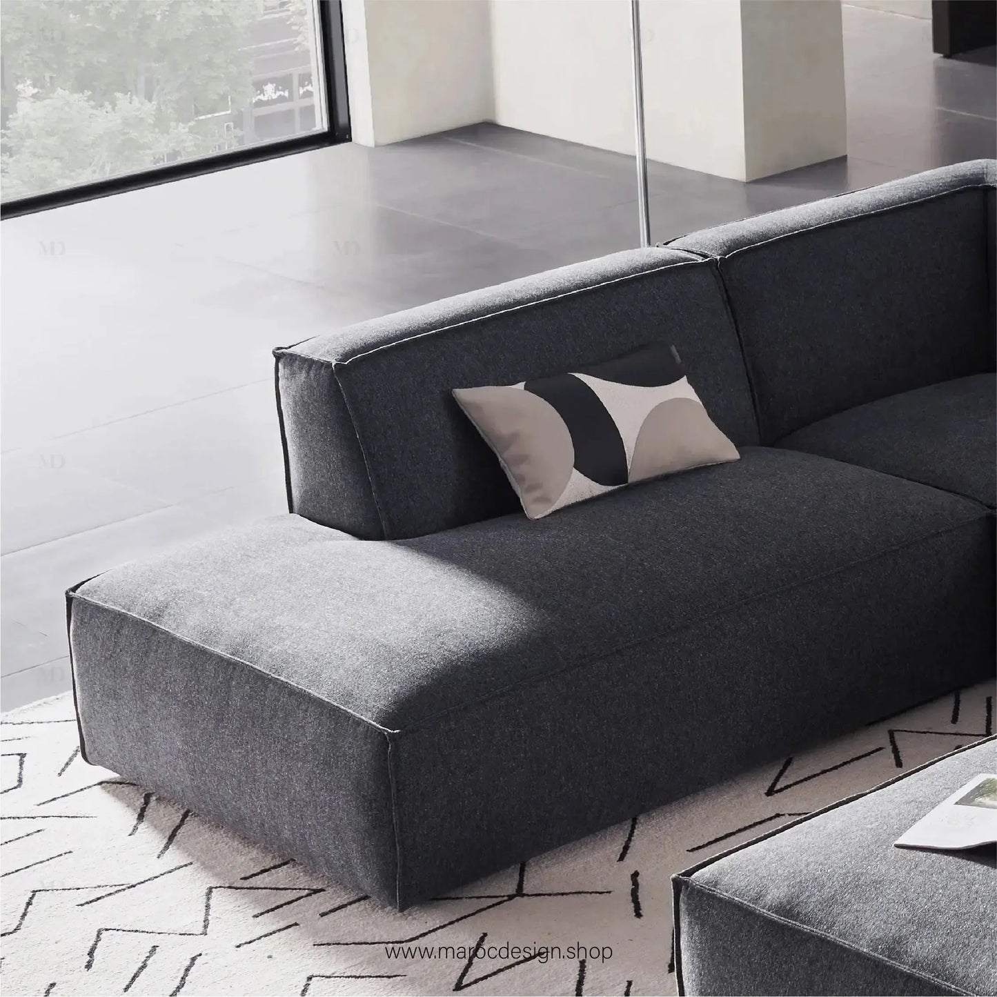 Méridienne 2 Places Droite / BOXTER, Canapé / Salon / Séjour / Espace de Réception-canapé, fauteil, Pouf, Meridienne-Maroc Design-Beige-Maroc Design