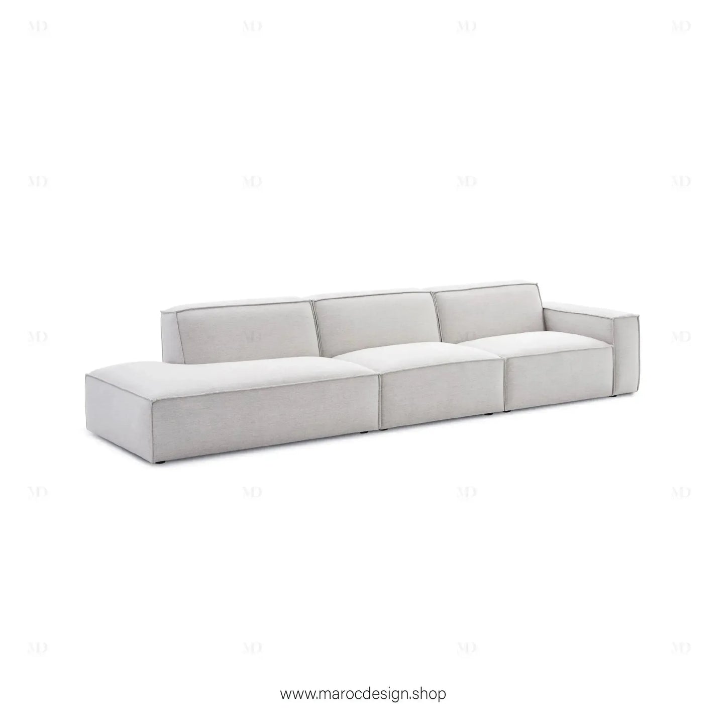 Méridienne 3 Places Droite / BOXTER, Canapé / Salon / Séjour / Espace de Réception-canapé, fauteil, Pouf, Meridienne-Maroc Design-Beige-Texture-Maroc Design