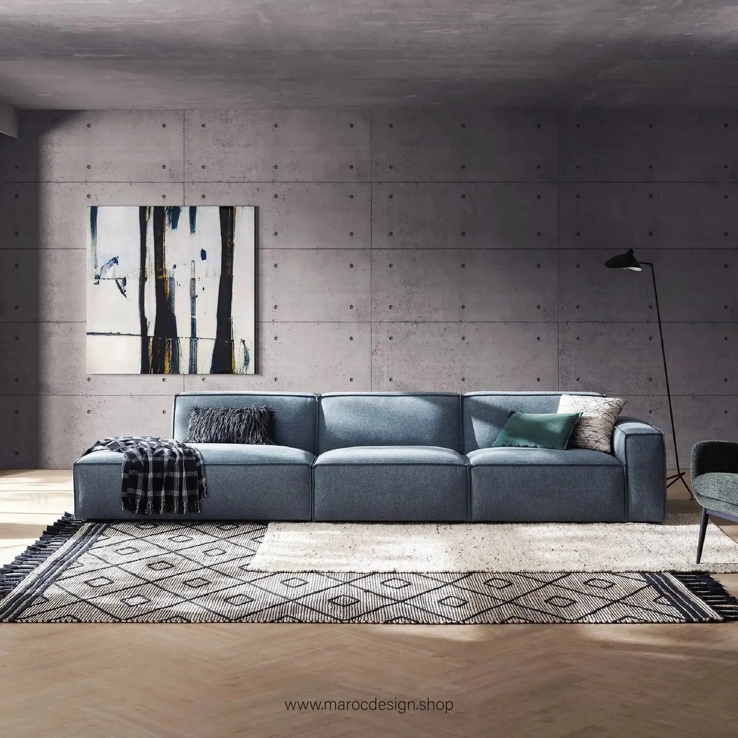 Méridienne 3 Places Droite / BOXTER, Canapé / Salon / Séjour / Espace de Réception-canapé, fauteil, Pouf, Meridienne-Maroc Design-Beige-Texture-Maroc Design