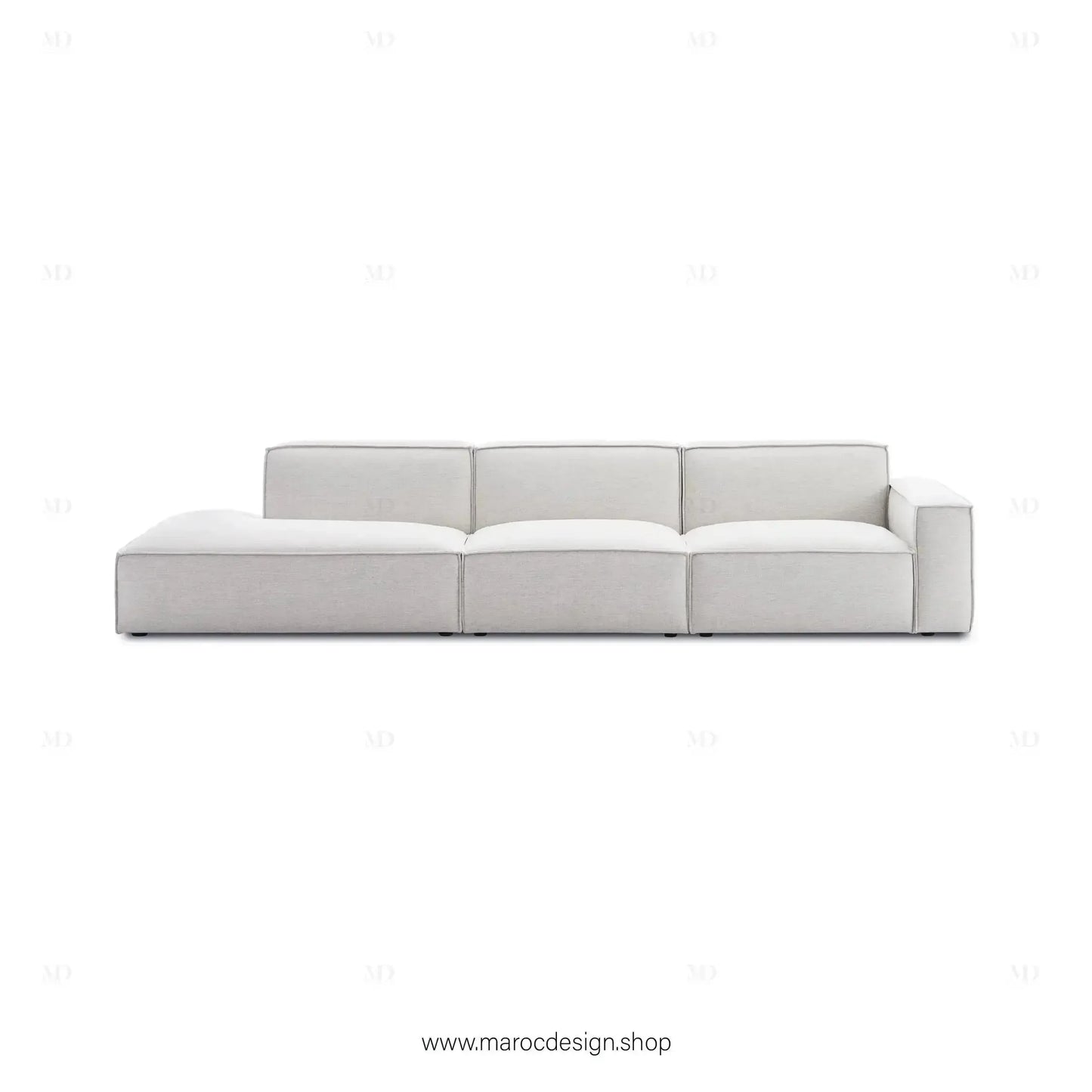 Méridienne 3 Places Droite / BOXTER, Canapé / Salon / Séjour / Espace de Réception-canapé, fauteil, Pouf, Meridienne-Maroc Design-Beige-Texture-Maroc Design