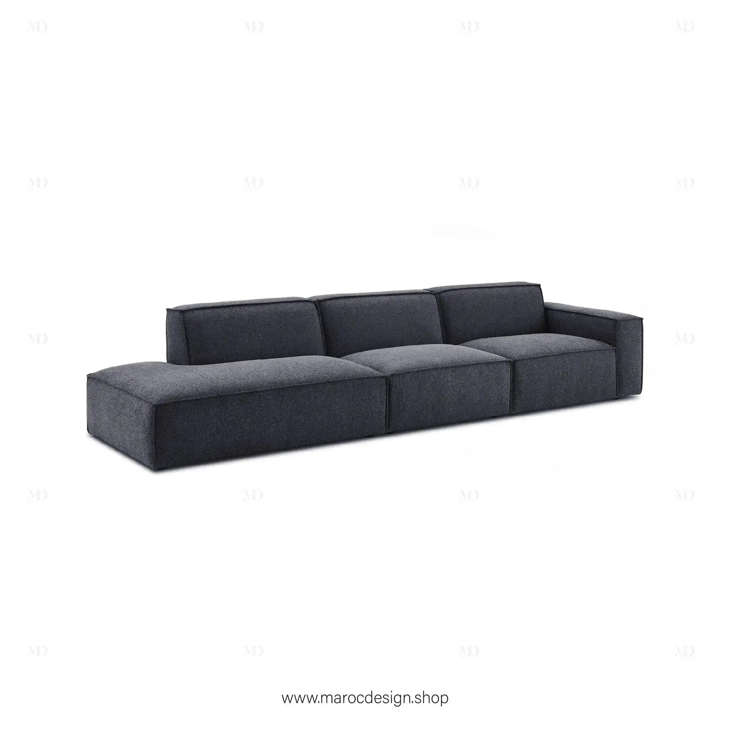 Méridienne 3 Places Droite / BOXTER, Canapé / Salon / Séjour / Espace de Réception-canapé, fauteil, Pouf, Meridienne-Maroc Design-Beige-Texture-Maroc Design
