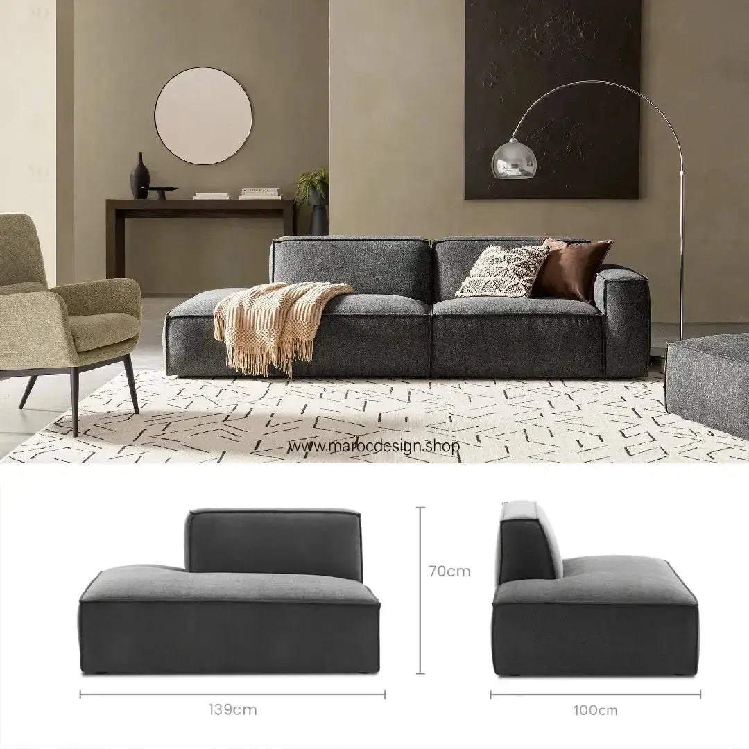 Méridienne Droite / BOXTER / Confort Élégant et Design Moderne-canapé, fauteil, Pouf, Meridienne-Maroc Design-Noir-Maroc Design