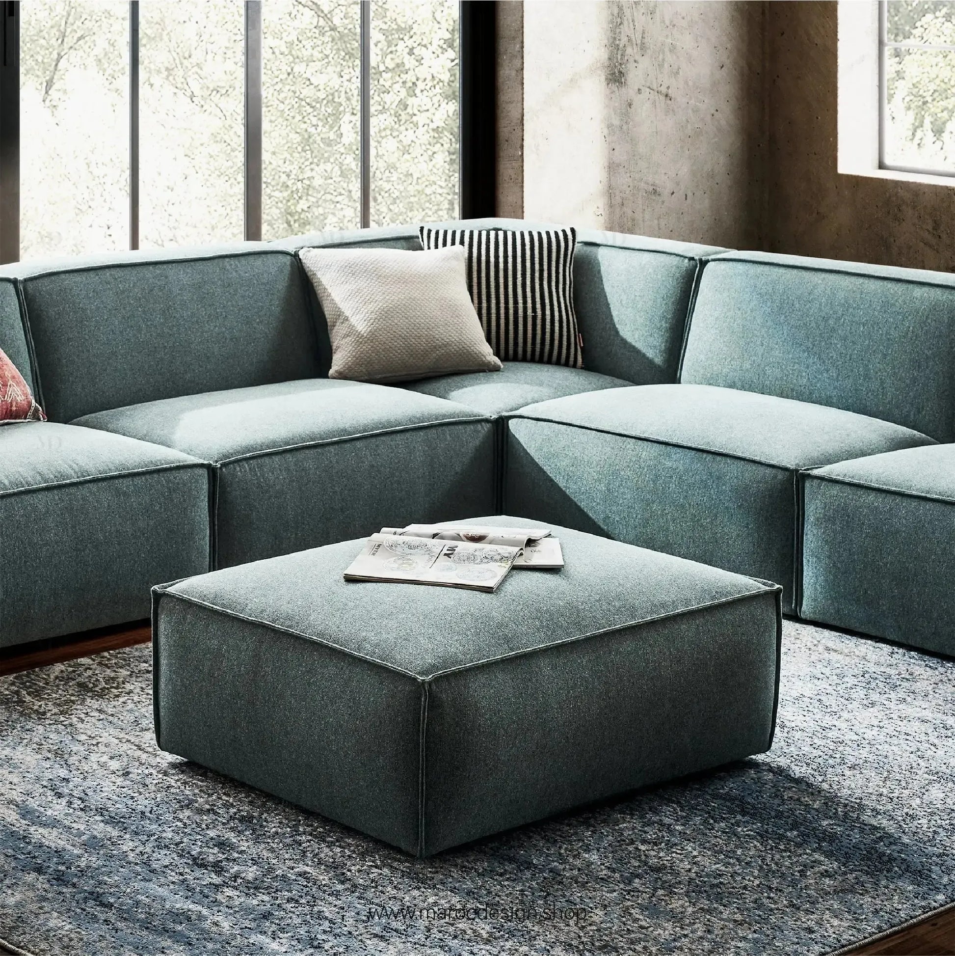 Pouf BOXTER - Élégance Moderne et Polyvalence-canapé, fauteil, pouf, meridienne-Maroc Design-Noir-Maroc Design