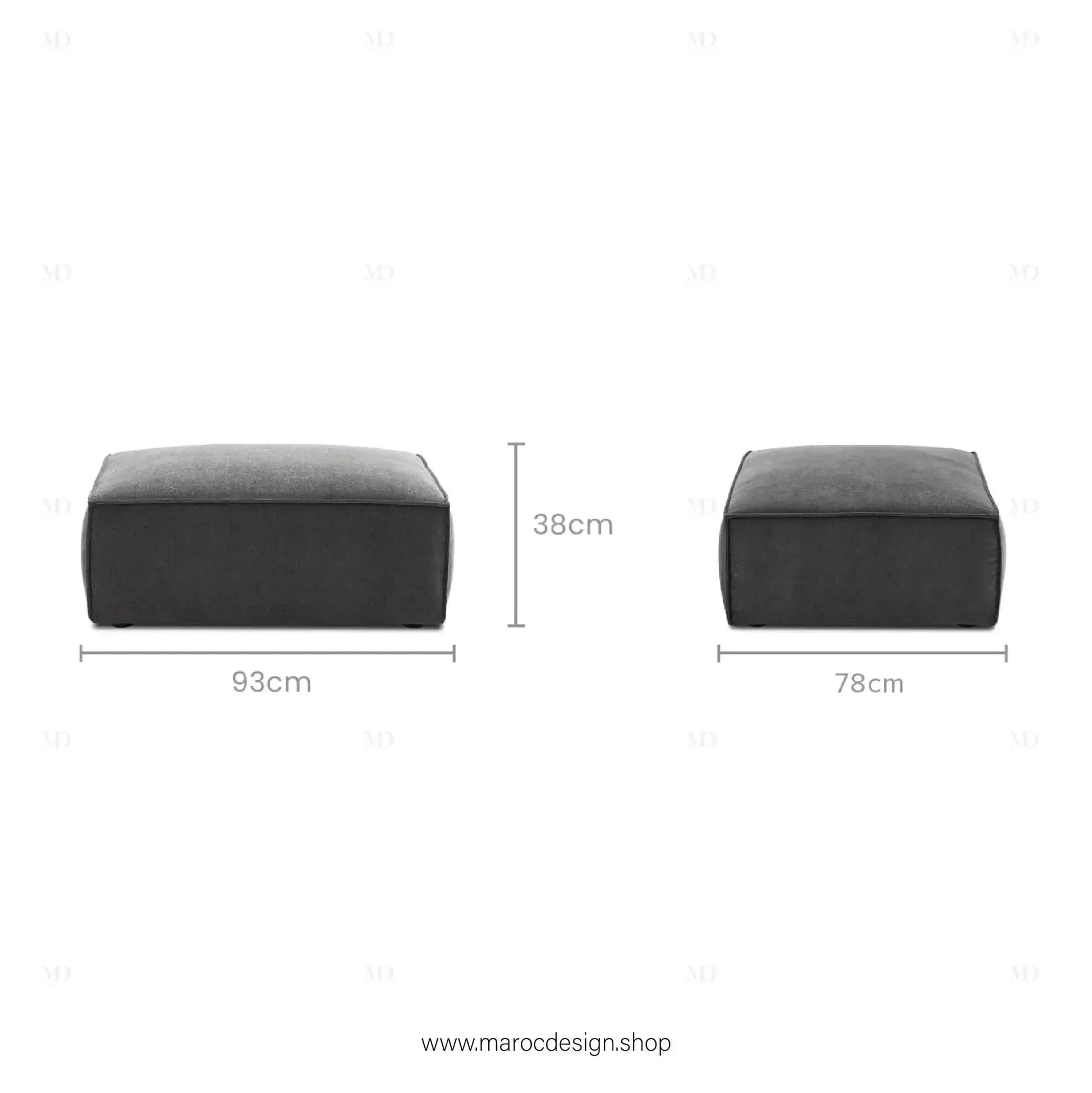 Pouf BOXTER - Élégance Moderne et Polyvalence-canapé, fauteil, pouf, meridienne-Maroc Design-Noir-Maroc Design