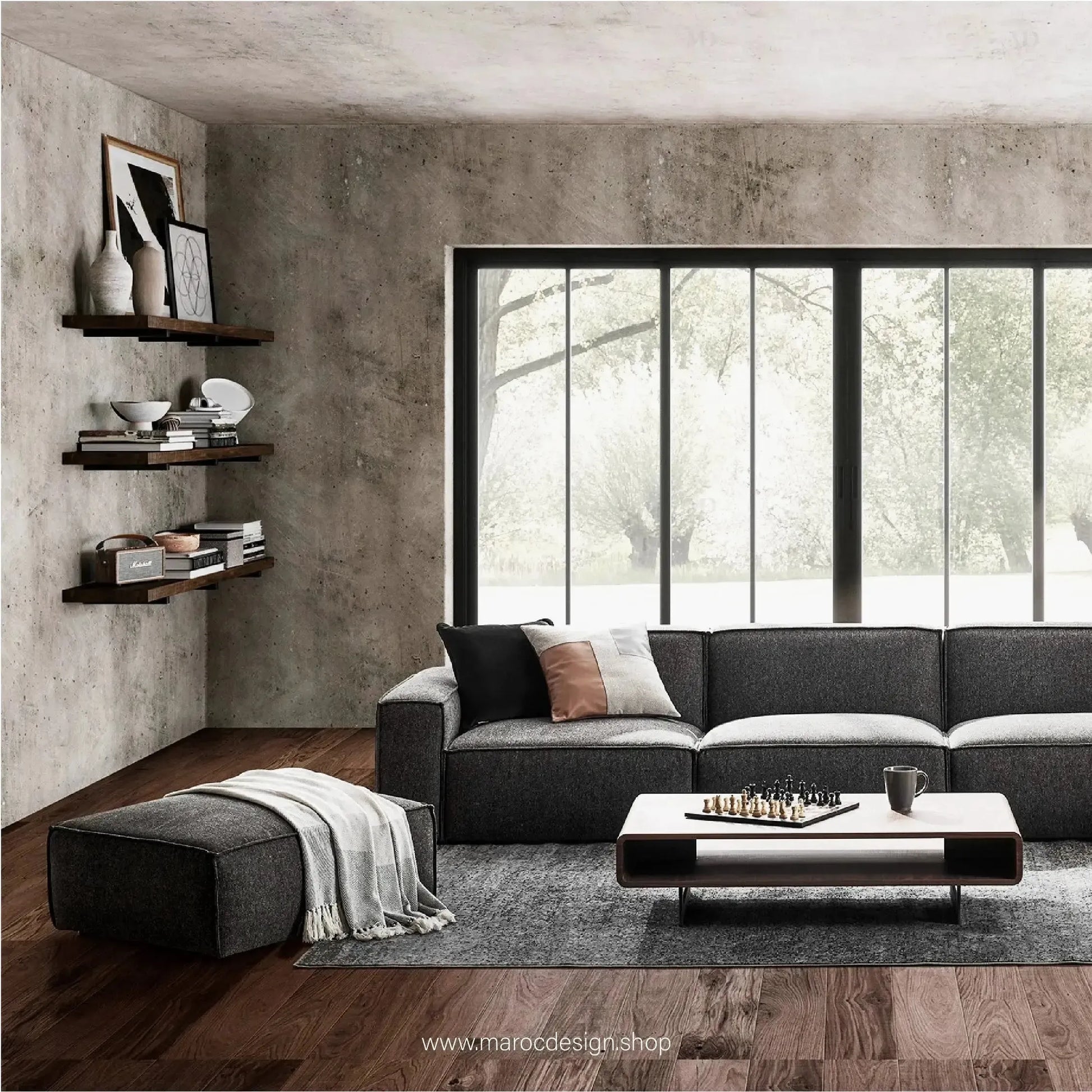 Pouf BOXTER - Élégance Moderne et Polyvalence-canapé, fauteil, pouf, meridienne-Maroc Design-Noir-Maroc Design