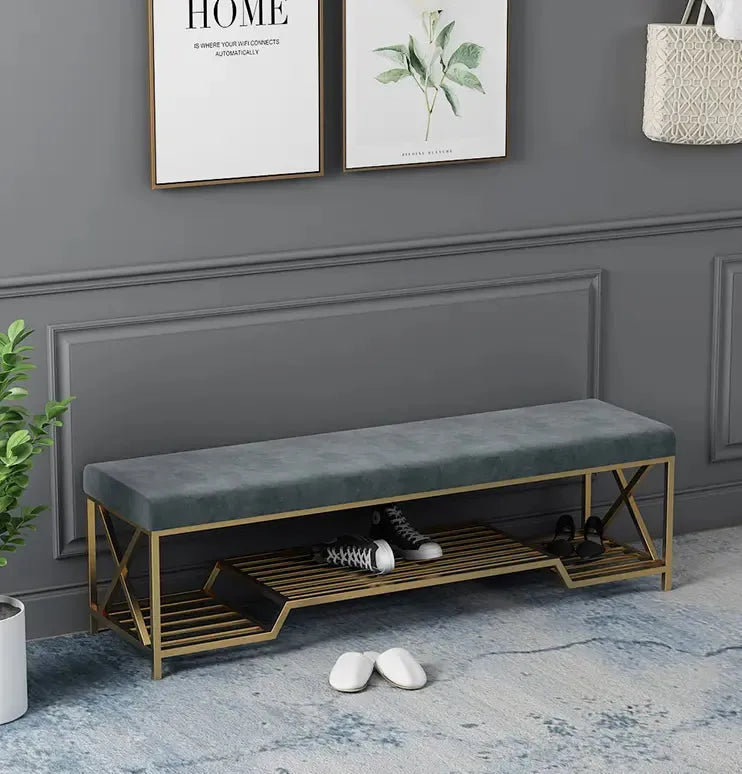 SOBRE – Banc Moderne en Velours avec Étagère, Élégance et Fonctionnalité pour Votre Intérieur / Maroc Design-Maroc Design-ROSE-Maroc Design