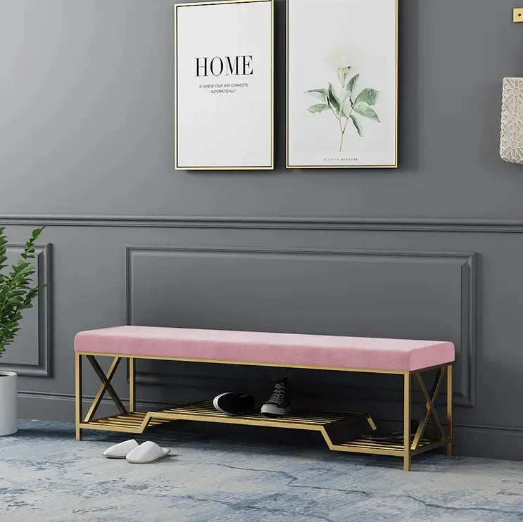 SOBRE – Banc Moderne en Velours avec Étagère, Élégance et Fonctionnalité pour Votre Intérieur / Maroc Design-Maroc Design-ROSE-Maroc Design