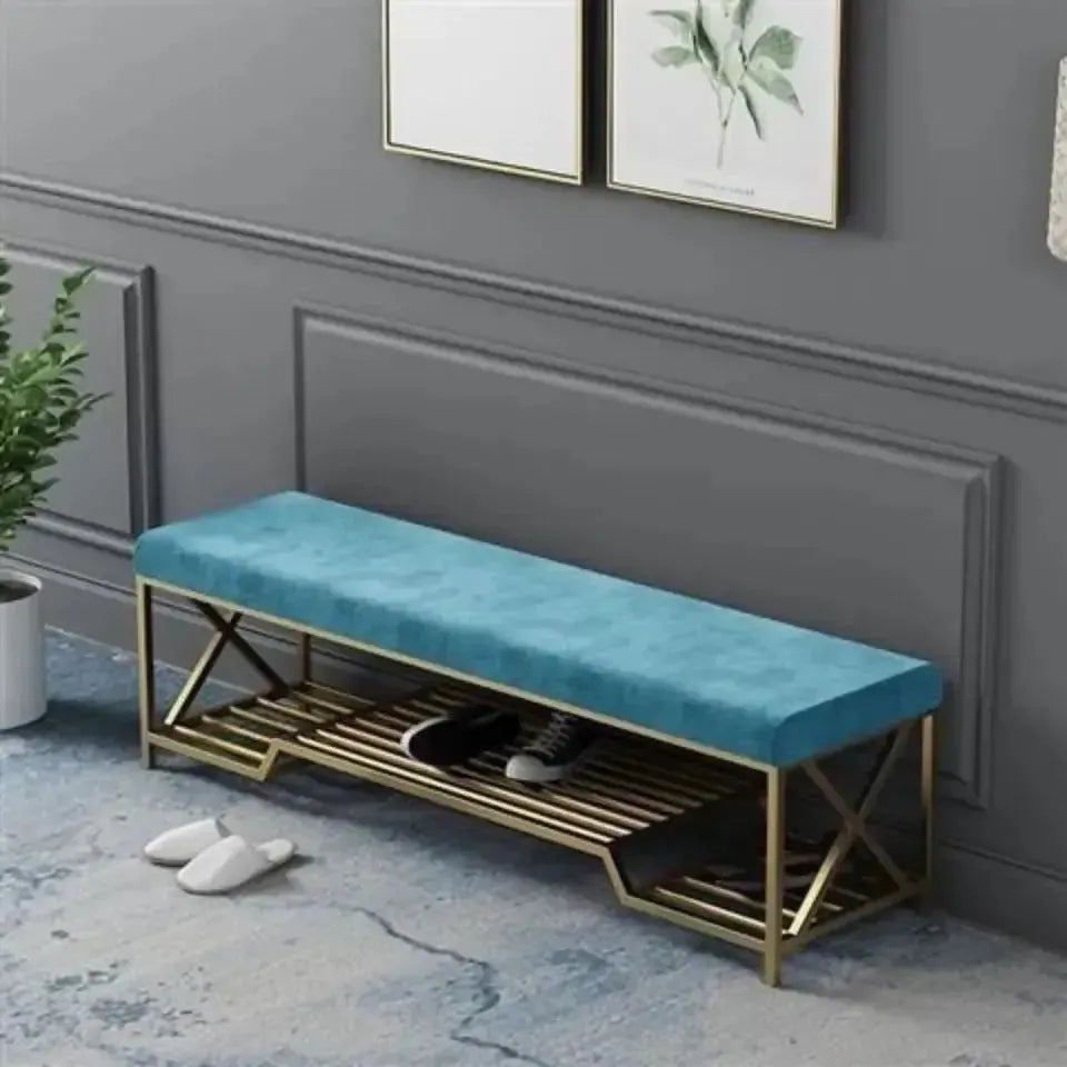 SOBRE – Banc Moderne en Velours avec Étagère, Élégance et Fonctionnalité pour Votre Intérieur / Maroc Design-Maroc Design-ROSE-Maroc Design