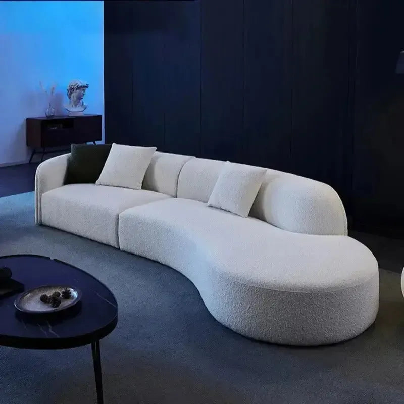 STOCKHOLM – Canapé Incurvé en Tissu Bouclé, Élégance et Confort pour Votre Salon / Maroc Design-canapé, fauteil, pouf, meridienne-Maroc Design-Blanc-Maroc Design