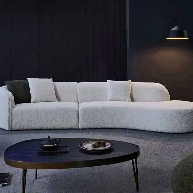 STOCKHOLM – Canapé Incurvé en Tissu Bouclé, Élégance et Confort pour Votre Salon / Maroc Design-canapé, fauteil, pouf, meridienne-Maroc Design-Blanc-Maroc Design