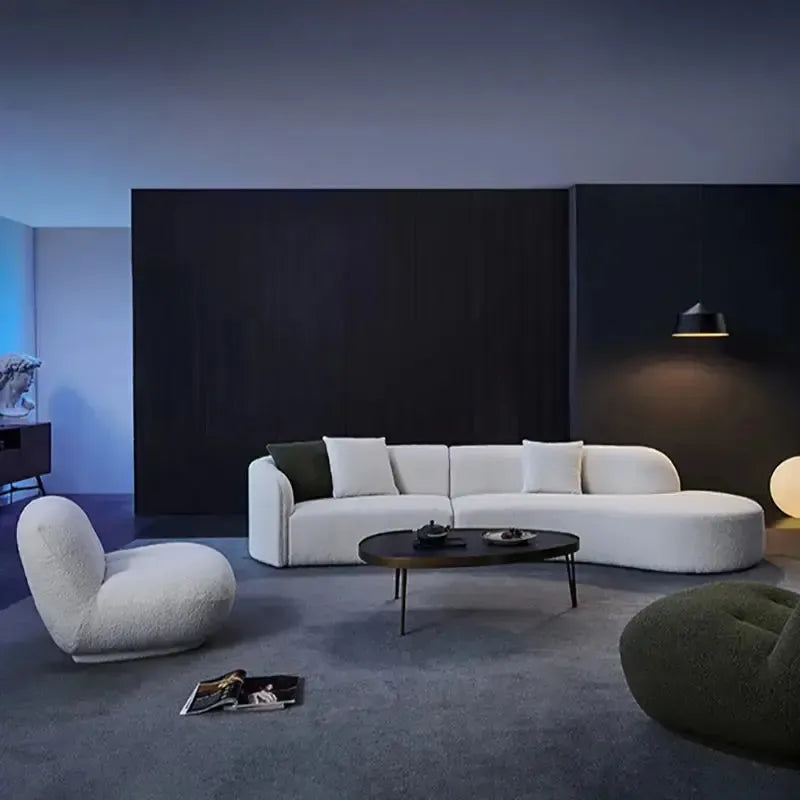 STOCKHOLM – Canapé Incurvé en Tissu Bouclé, Élégance et Confort pour Votre Salon / Maroc Design-canapé, fauteil, pouf, meridienne-Maroc Design-Blanc-Maroc Design