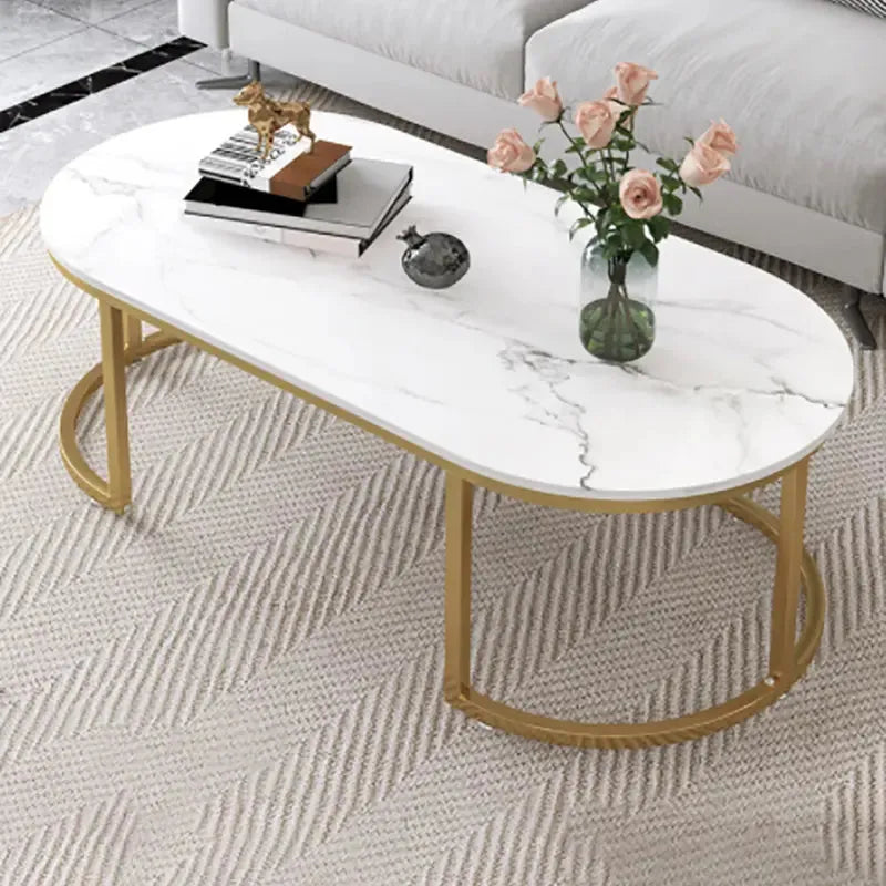 SUNY – Table Basse Moderne en MDF Effet Marbre avec Pieds en Métal Galvanisé / Maroc Design-Maroc Design-Blanc-Maroc Design