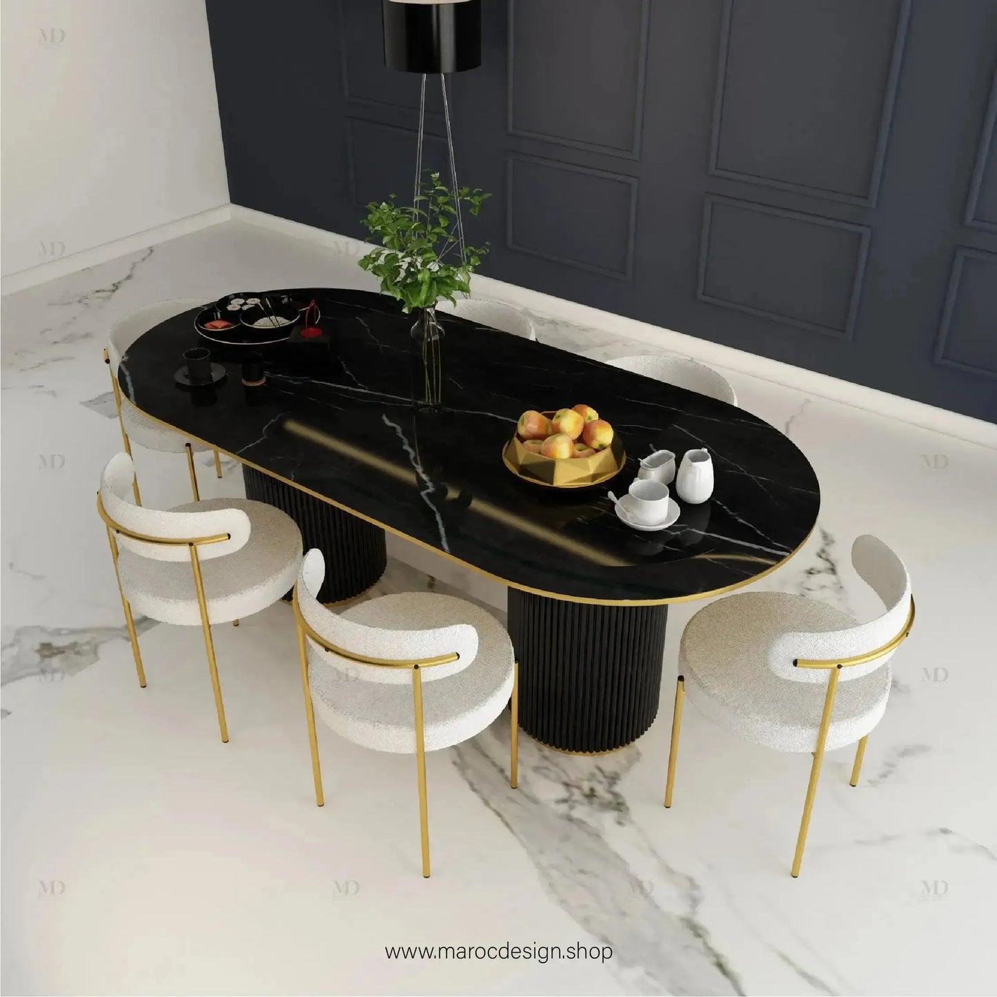 Table à Manger ALBER 6 Places / Élégance Moderne / Collection PRESTIGIA-Table à Manger-Maroc Design-Maroc Design
