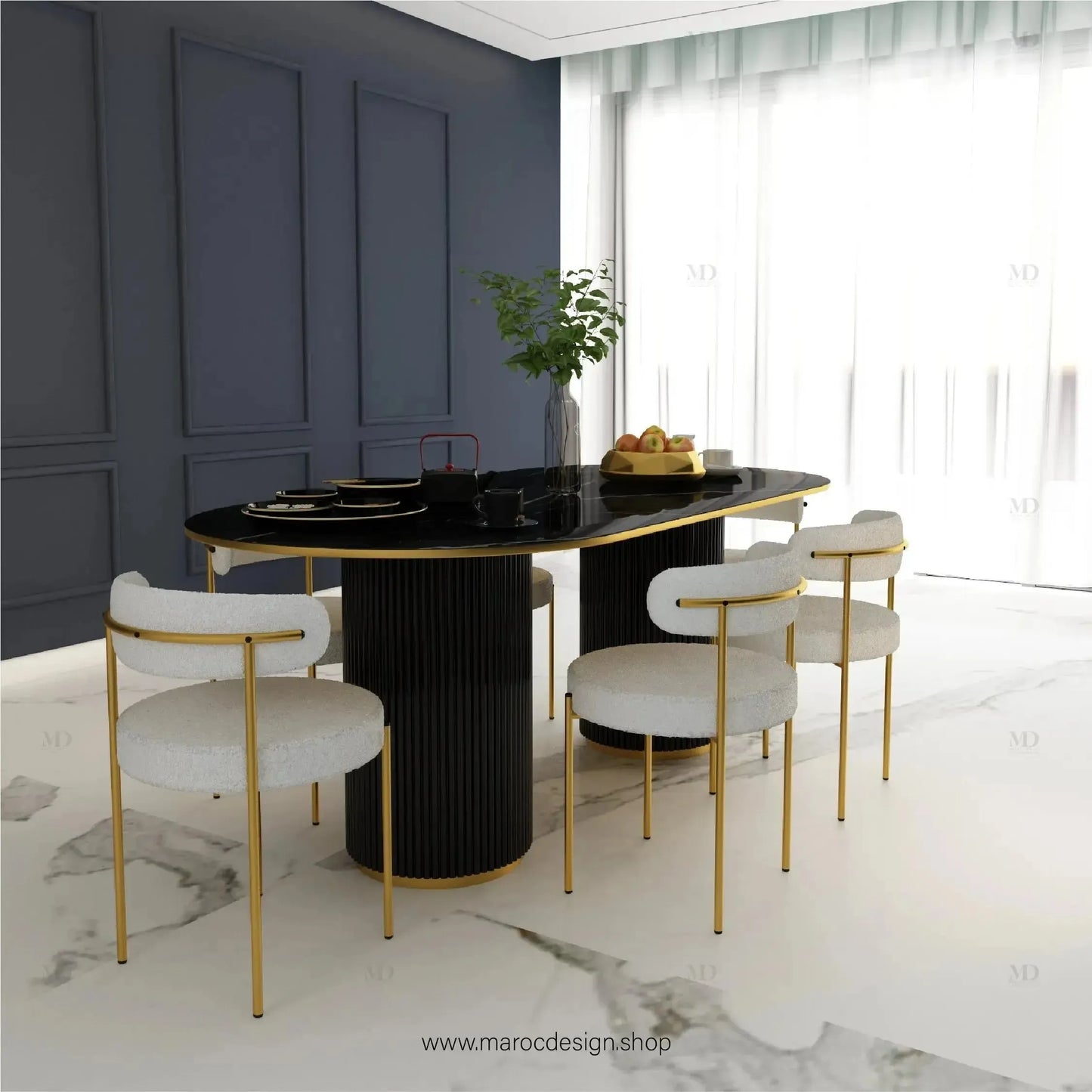 Table à Manger ALBER 6 Places / Élégance Moderne / Collection PRESTIGIA-Table à Manger-Maroc Design-Maroc Design