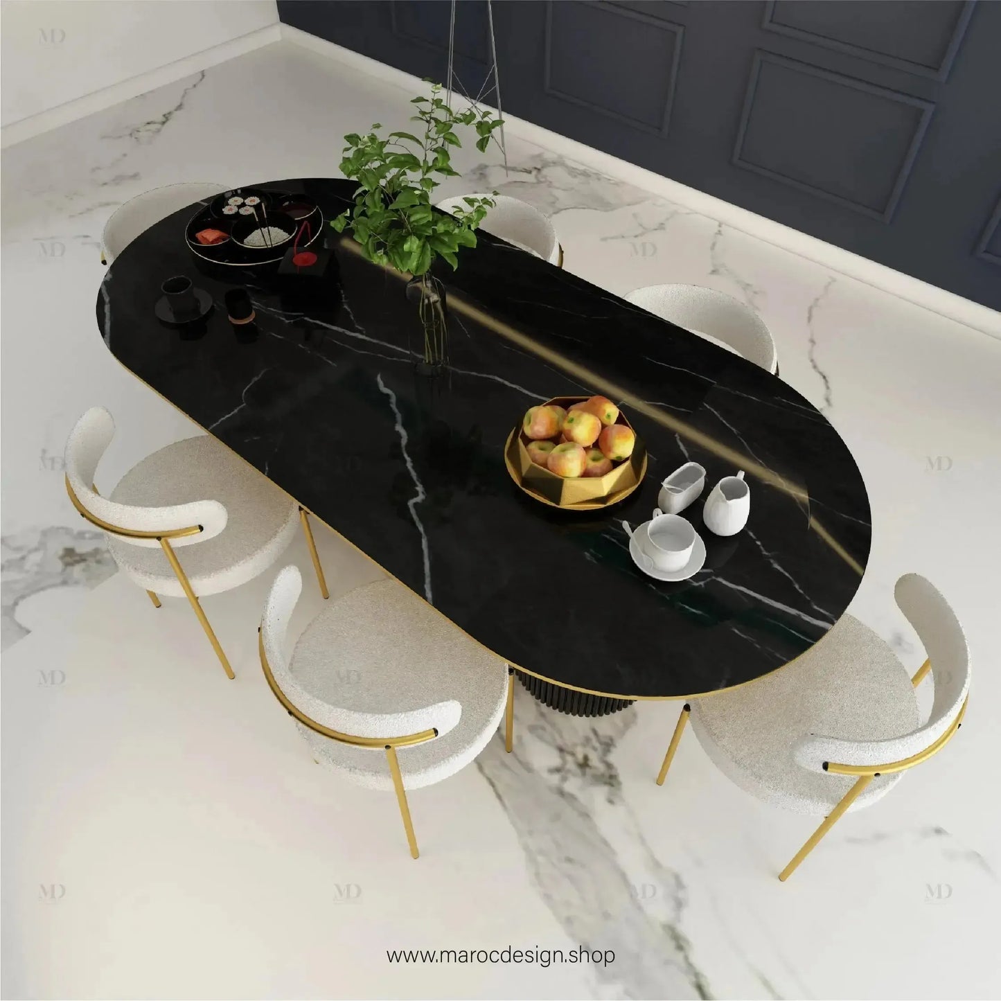 Table à Manger ALBER 6 Places / Élégance Moderne / Collection PRESTIGIA-Table à Manger-Maroc Design-Maroc Design