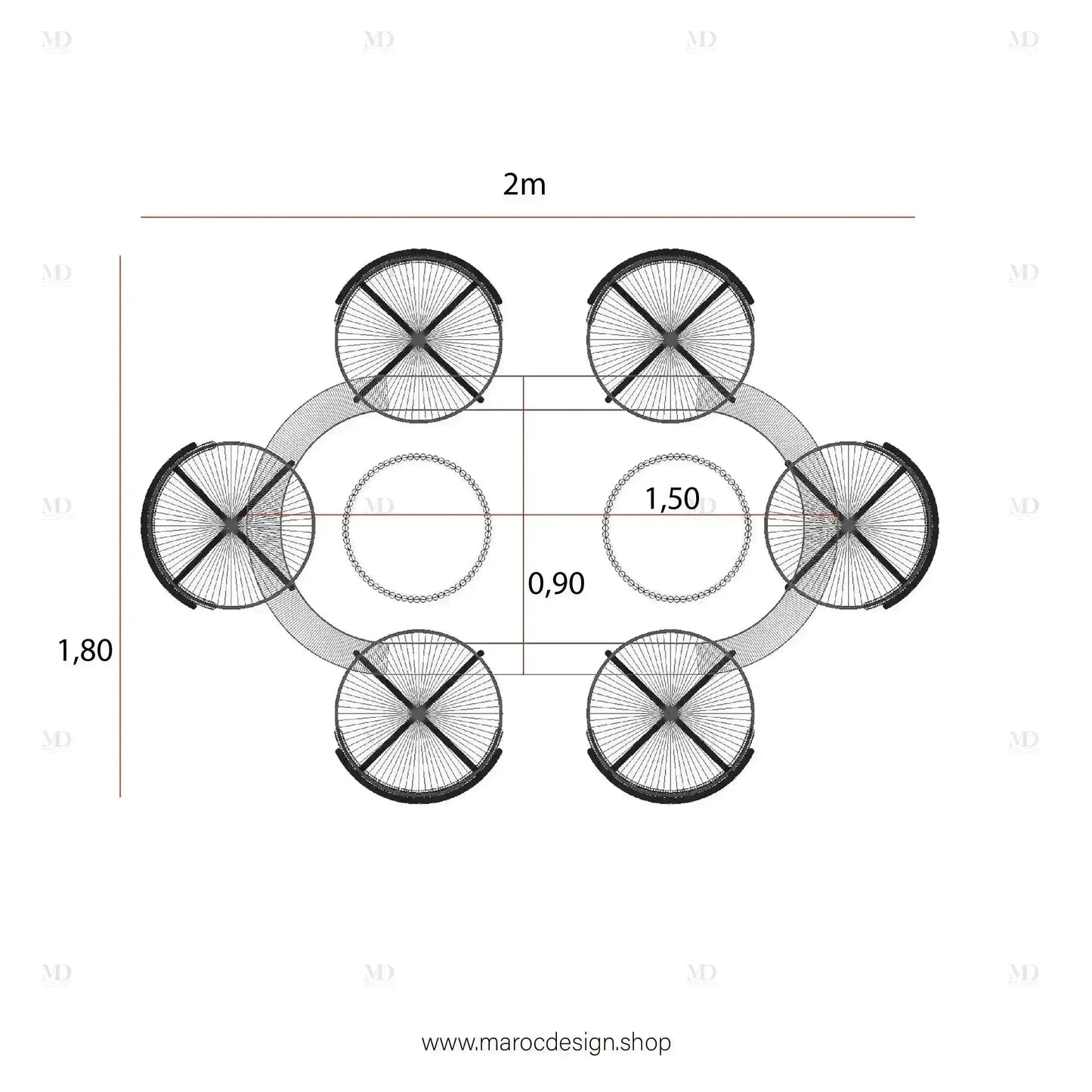 Table à Manger CARTIER 6 Places / Élégance Moderne / Collection PRESTIGIA-Table à Manger-Maroc Design-Maroc Design