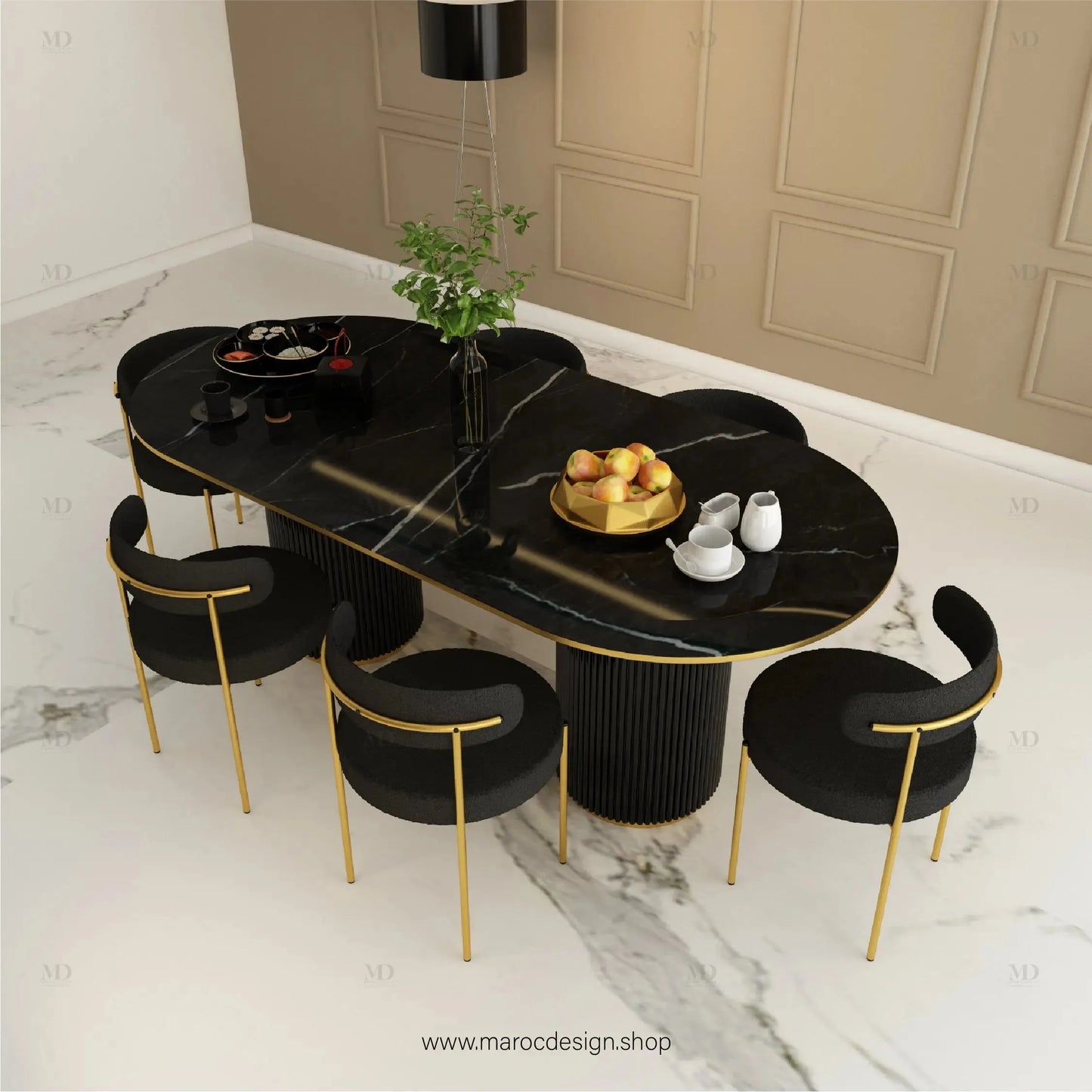 Table à Manger DIABLO 6 Places / Élégance Moderne / Collection PRESTIGIA-Table à Manger-Maroc Design-Maroc Design