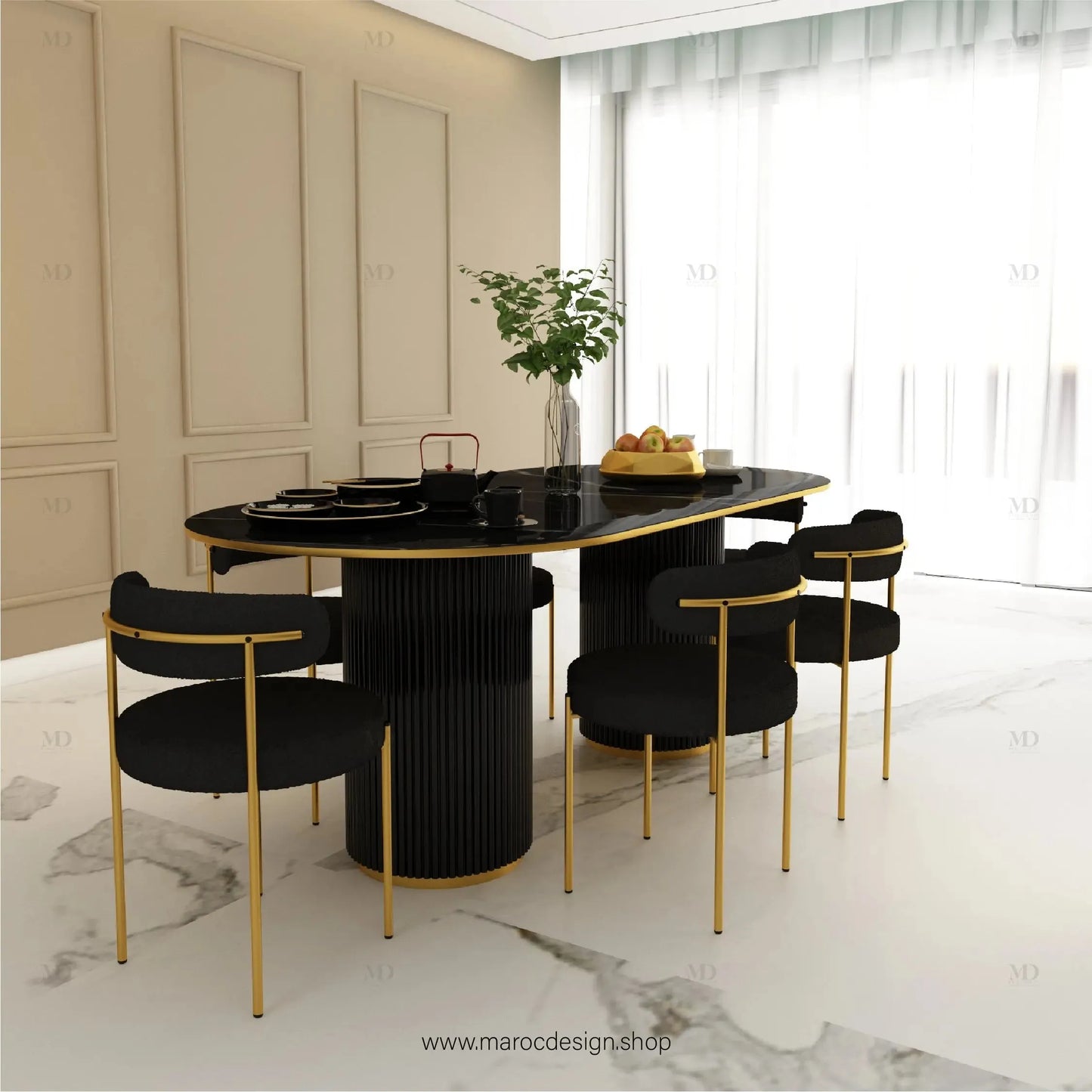 Table à Manger DIABLO 6 Places / Élégance Moderne / Collection PRESTIGIA-Table à Manger-Maroc Design-Maroc Design