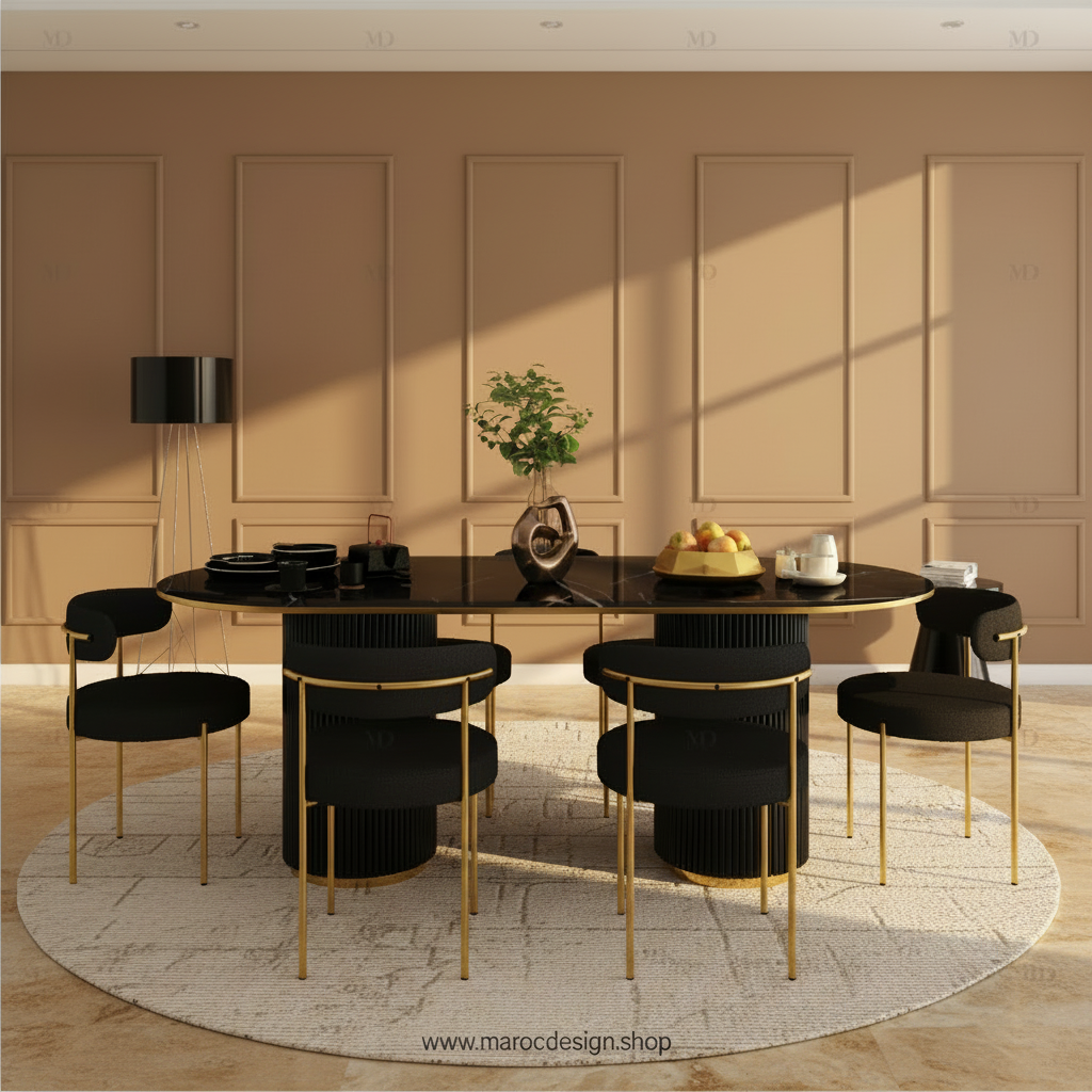 Table à manger DIABLO 6 places PRESTIGIA – fabrication directe à Casablanca, Maroc Design Casablanca