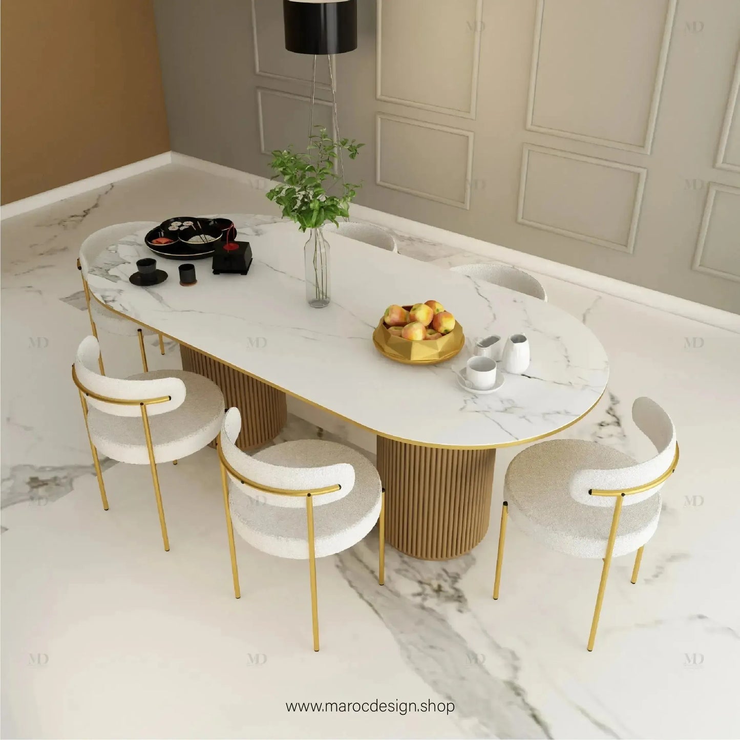 Table à Manger ESTEL 6 Places / Élégance Moderne / Collection PRESTIGIA-Table à Manger-Maroc Design-Maroc Design