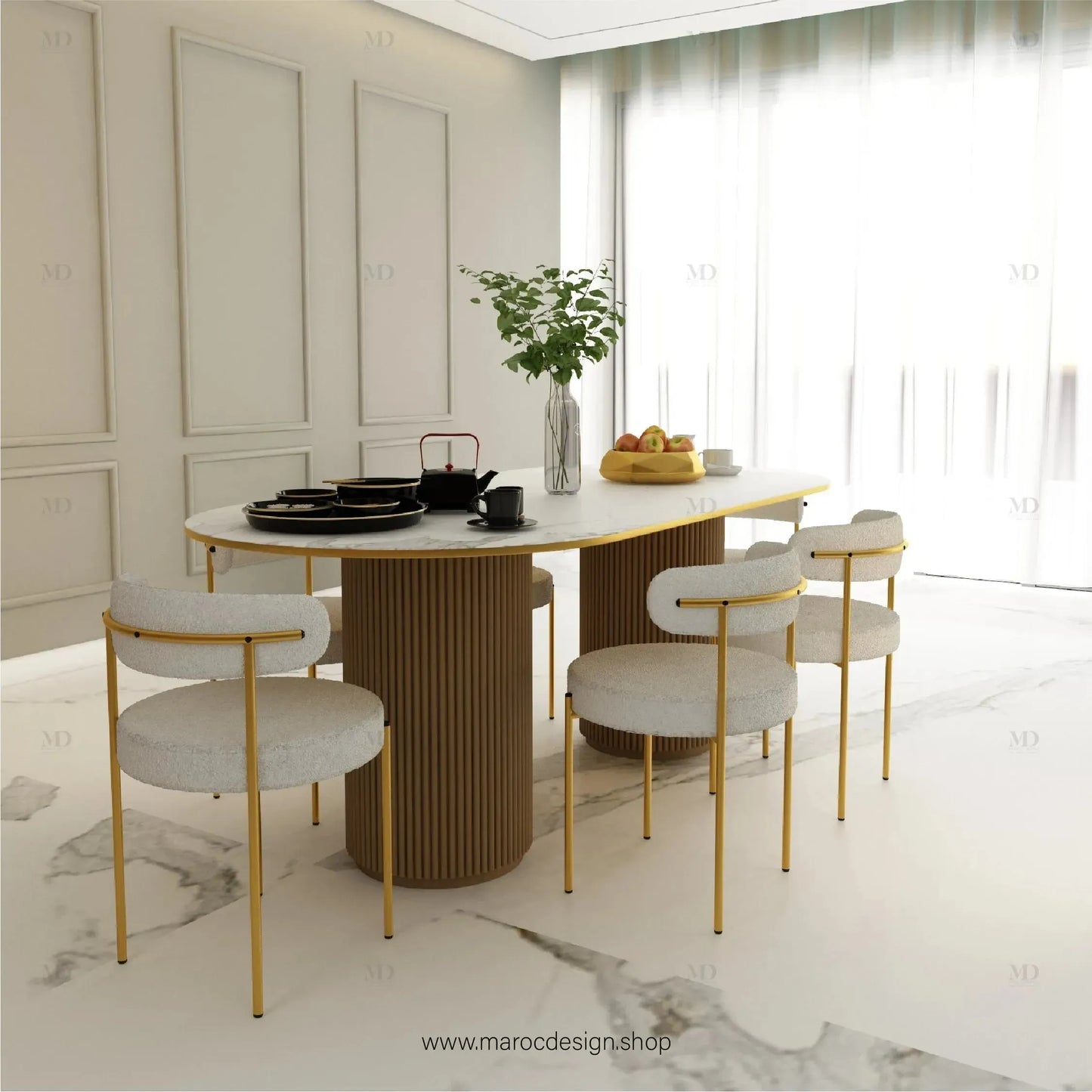 Table à Manger ESTEL 6 Places / Élégance Moderne / Collection PRESTIGIA-Table à Manger-Maroc Design-Maroc Design