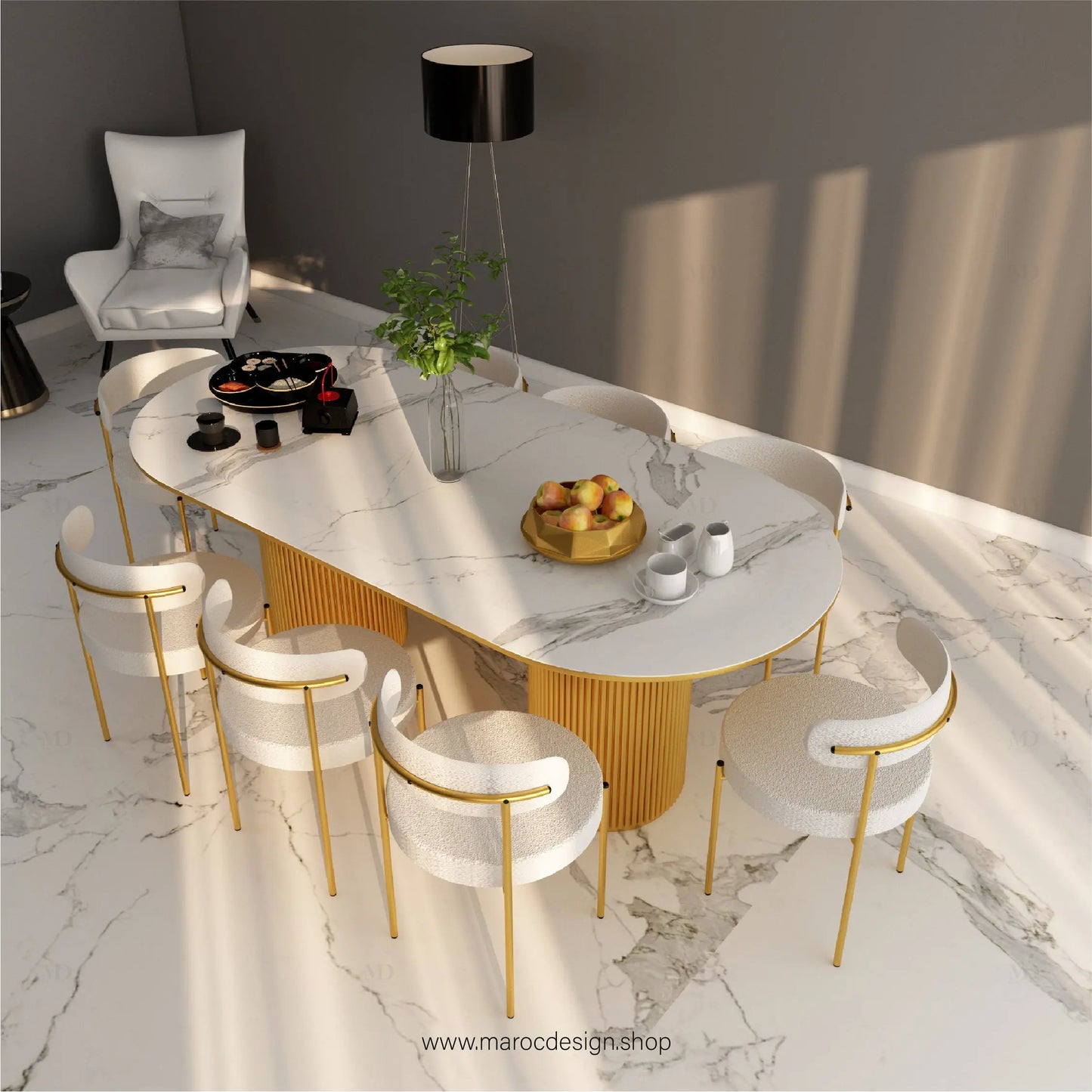 Table à Manger ELYSEE 8 Places / Élégance Moderne / Collection PRESTIGIA Maroc Design