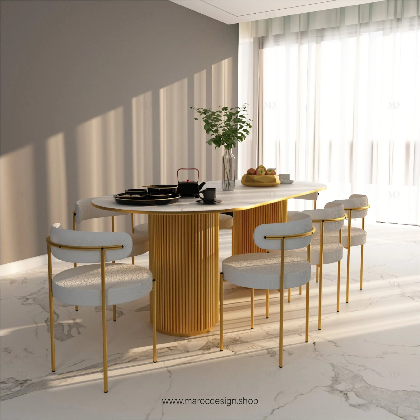 Table à Manger ELYSEE 8 Places / Élégance Moderne / Collection PRESTIGIA Maroc Design
