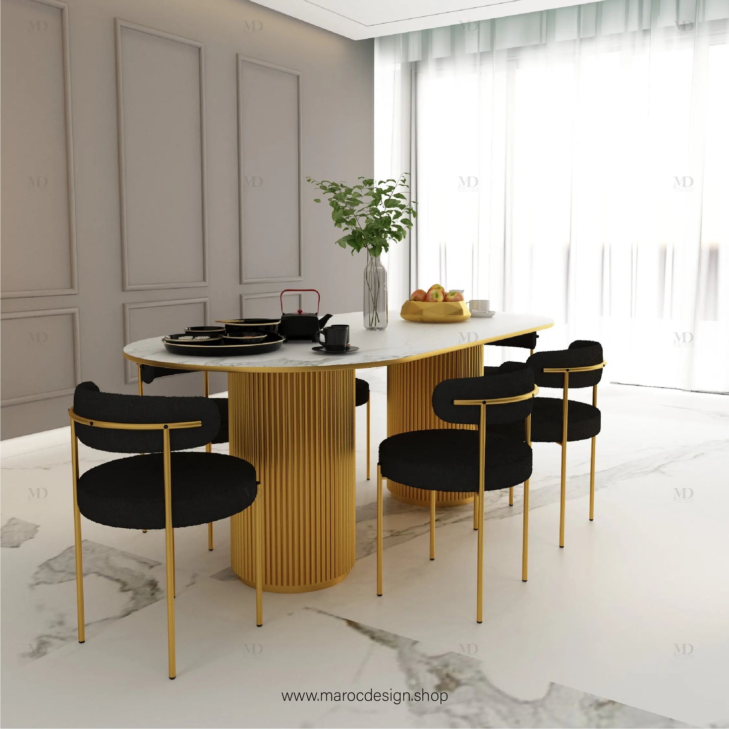 Table à Manger LOUIS 6 Places / Élégance Moderne / Collection PRESTIGIA Maroc Design