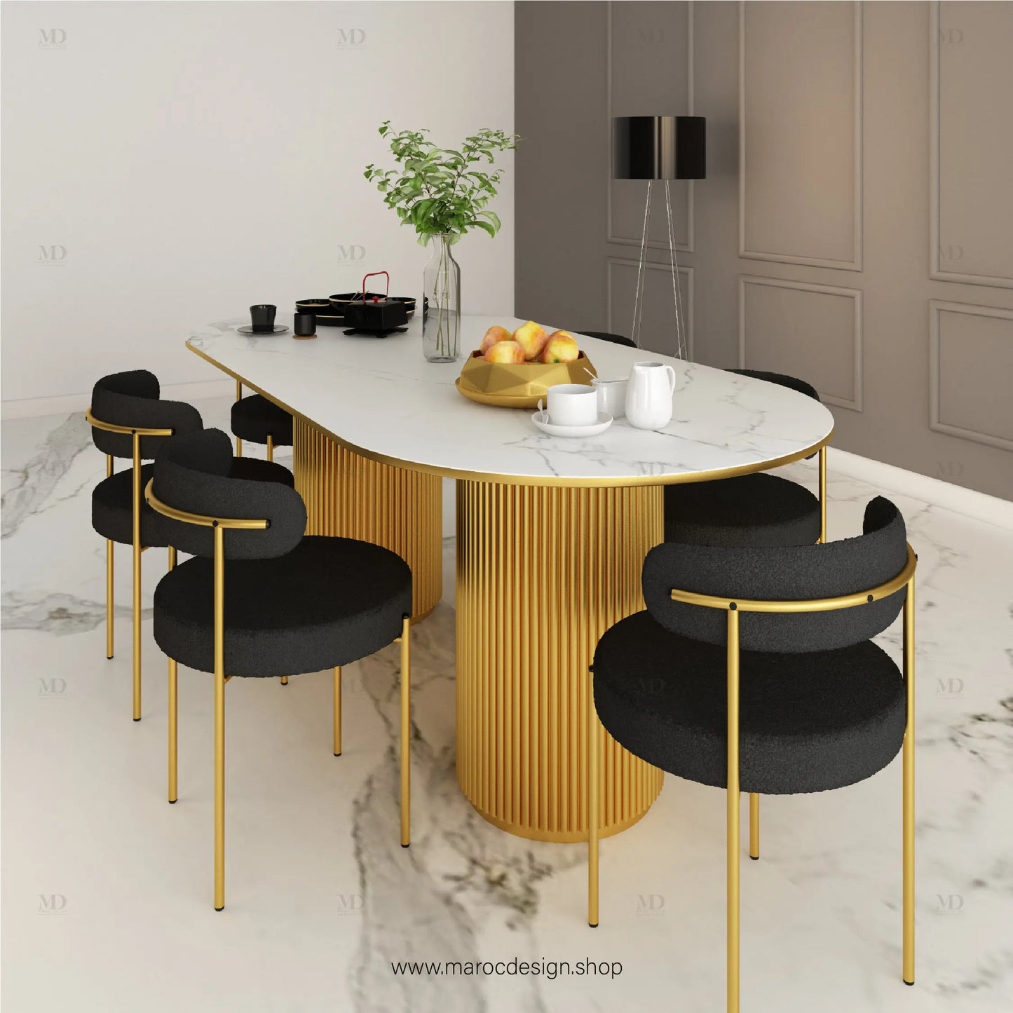 Table à Manger LOUIS 6 Places / Élégance Moderne / Collection PRESTIGIA - Maroc Design