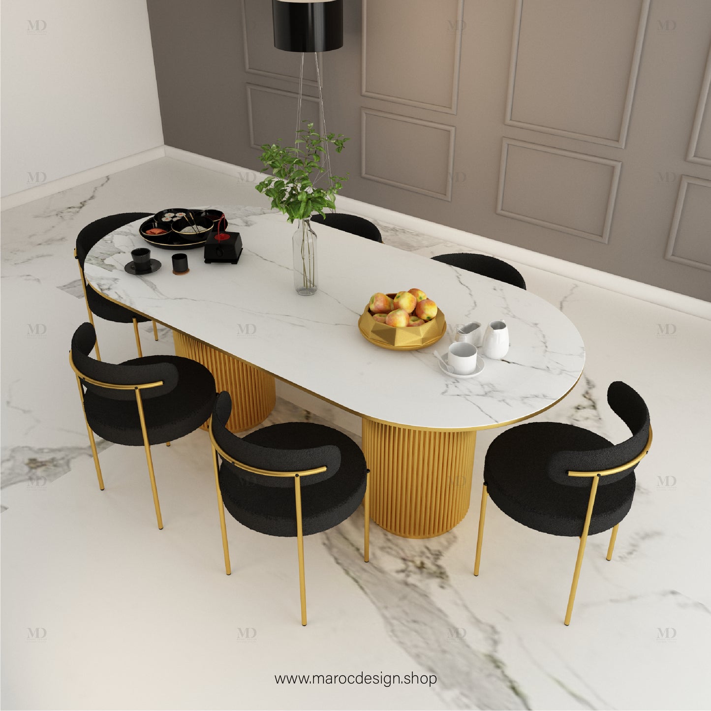 Table à Manger LOUIS 6 Places / Élégance Moderne / Collection PRESTIGIA Maroc Design