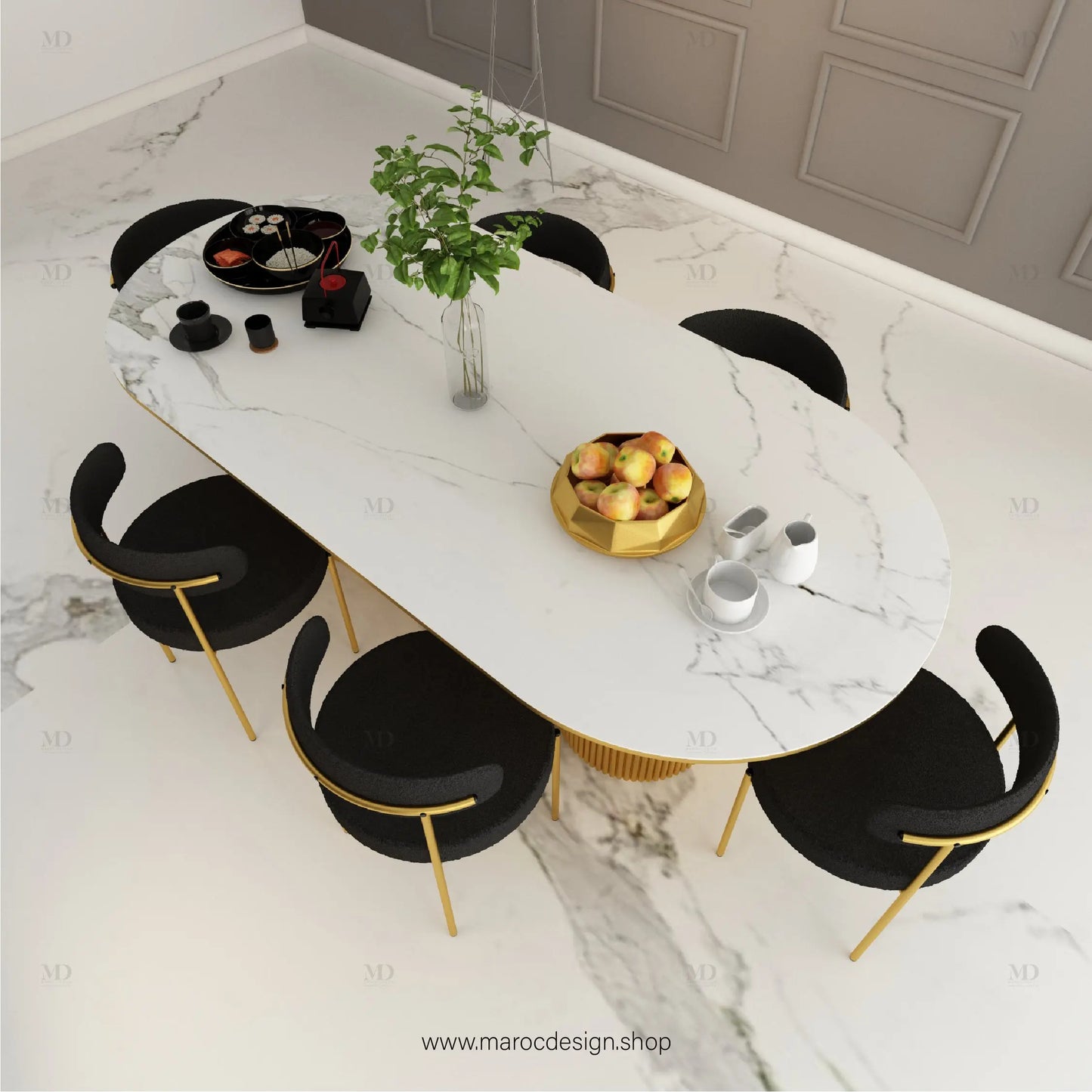 Table à Manger LOUIS 6 Places / Élégance Moderne / Collection PRESTIGIA Maroc Design