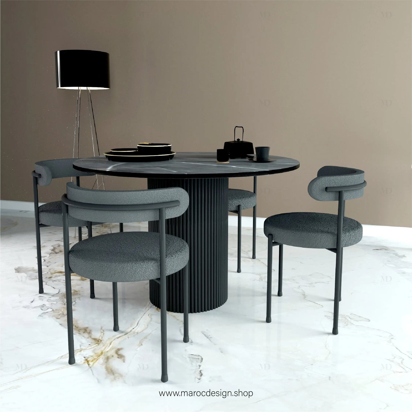 SHADOW / Table à Manger Ronde / Élégance Moderne / Pilar Collection Maroc Design