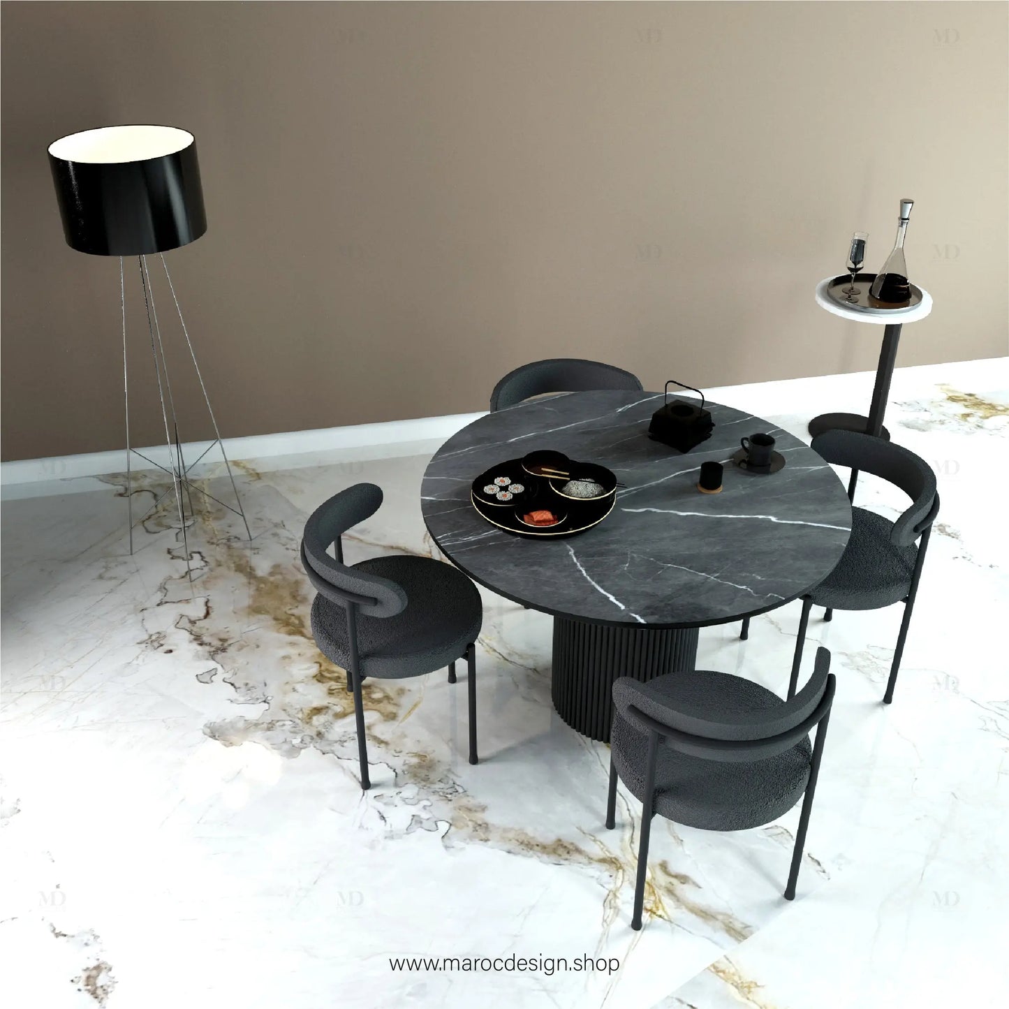SHADOW / Table à Manger Ronde / Élégance Moderne / Pilar Collection Maroc Design