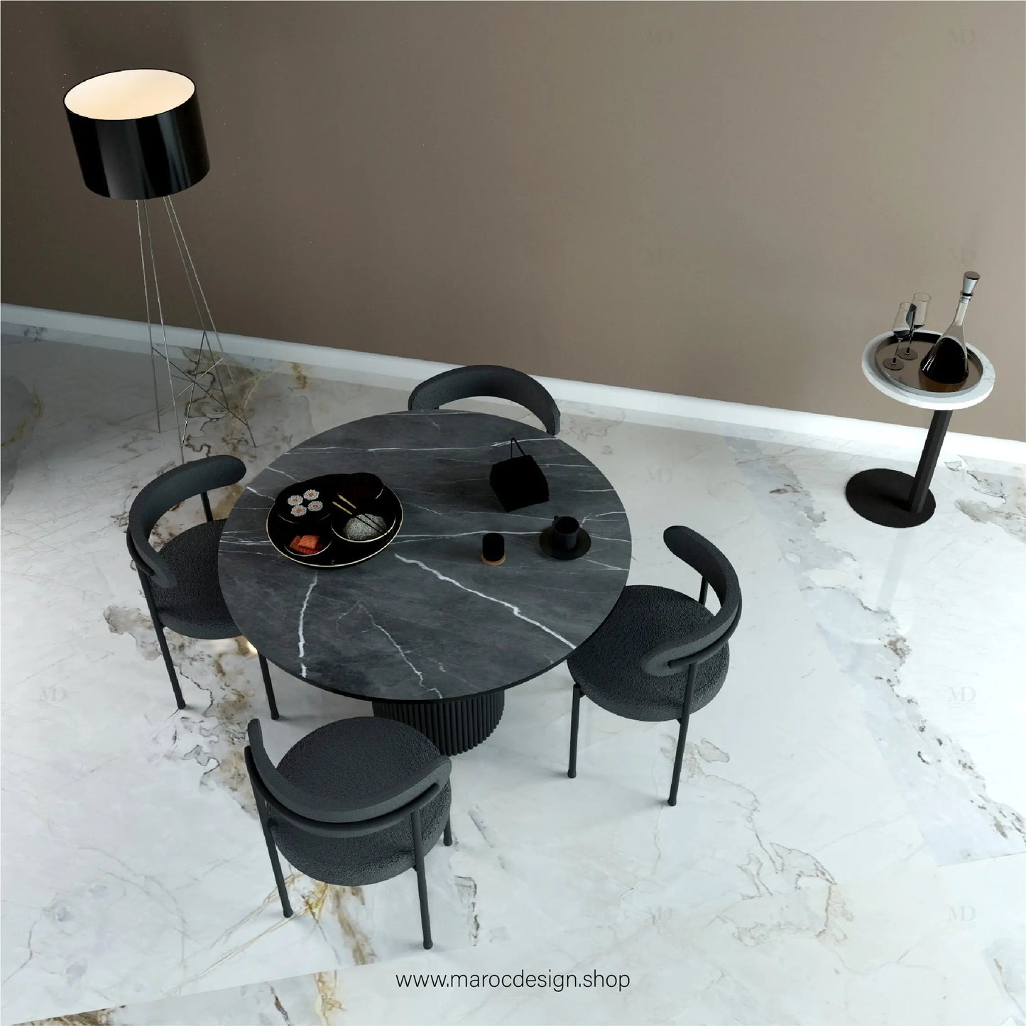 SHADOW / Table à Manger Ronde / Élégance Moderne / Pilar Collection Maroc Design