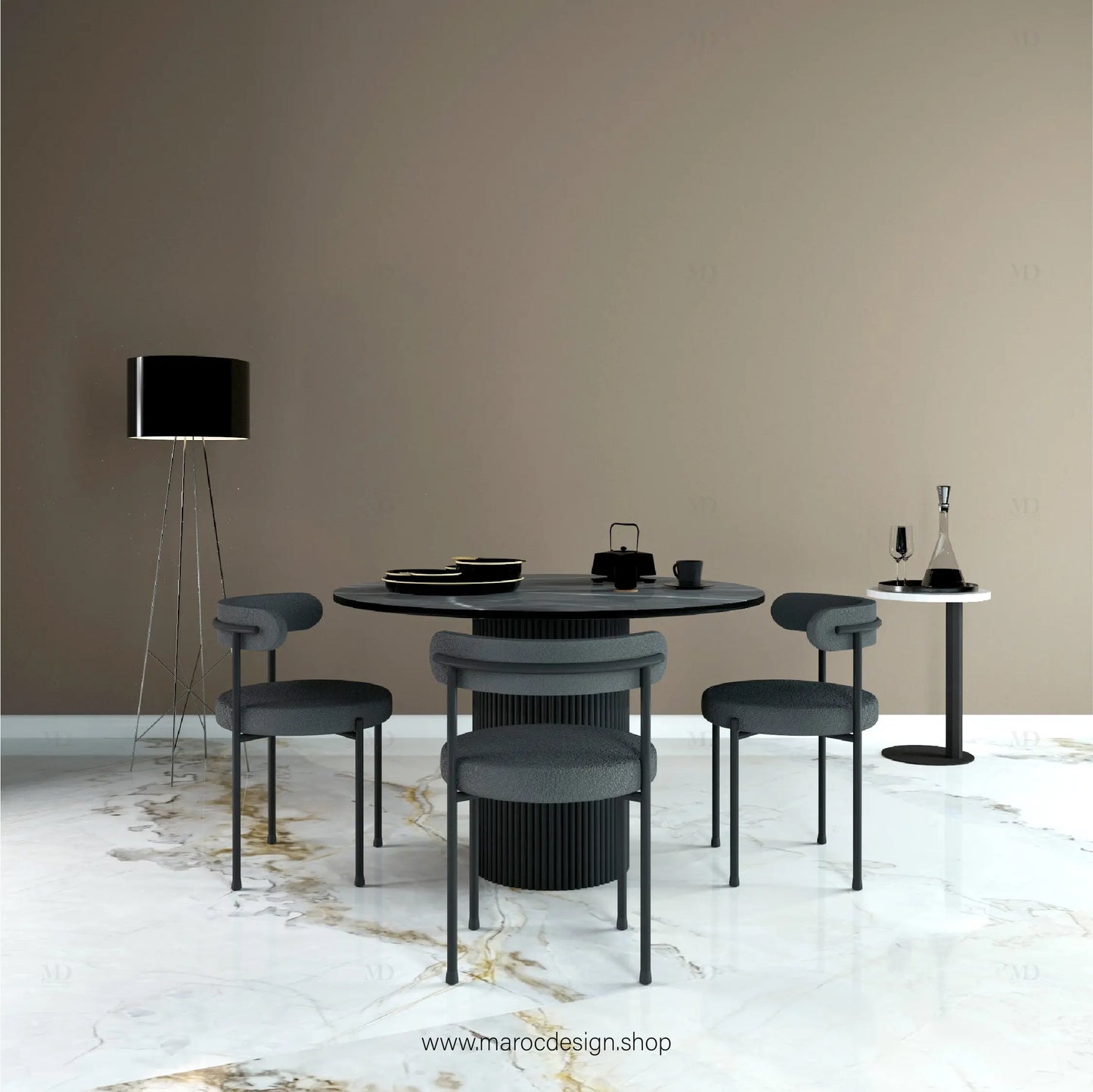 SHADOW / Table à Manger Ronde / Élégance Moderne / Pilar Collection Maroc Design