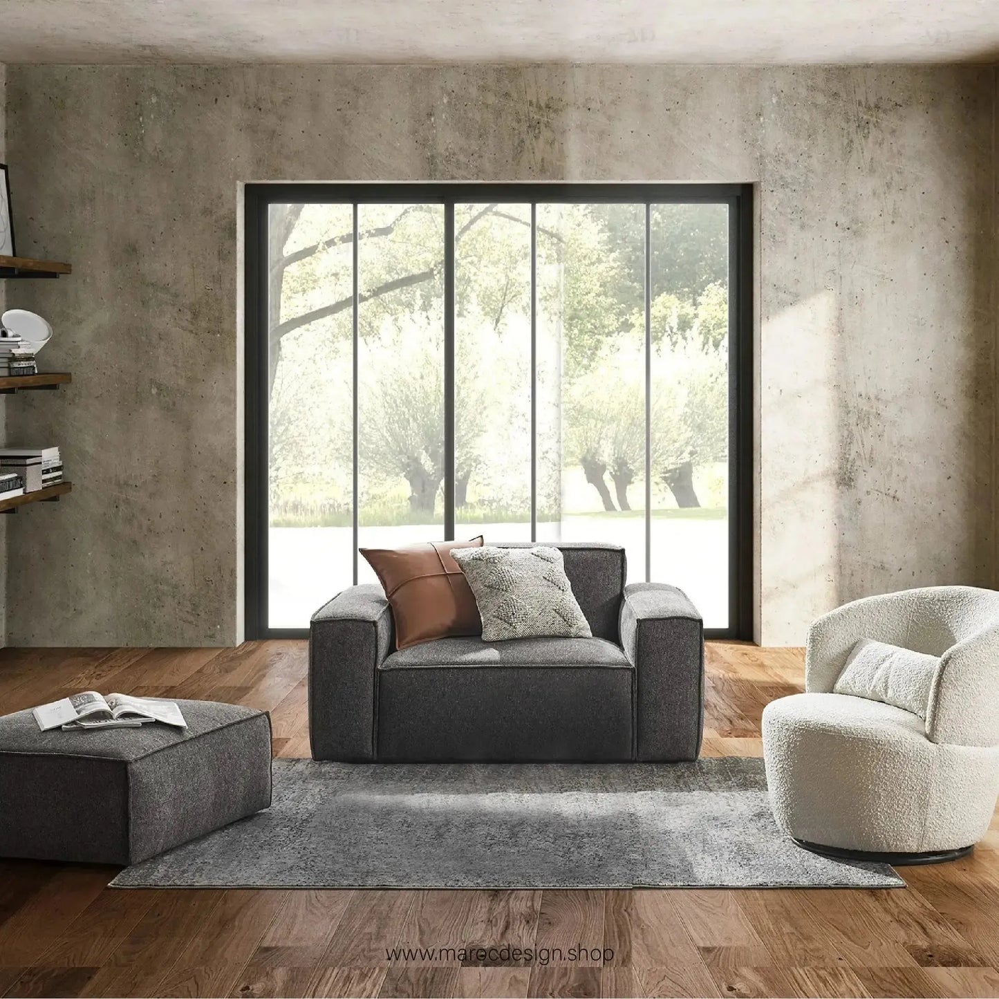 W Canapé avec 2 Accoudoir BOXTER - Élégance Moderne et Modulabilité-canapé, fauteil, Meridienne,-Maroc Design-Noir-Maroc Design