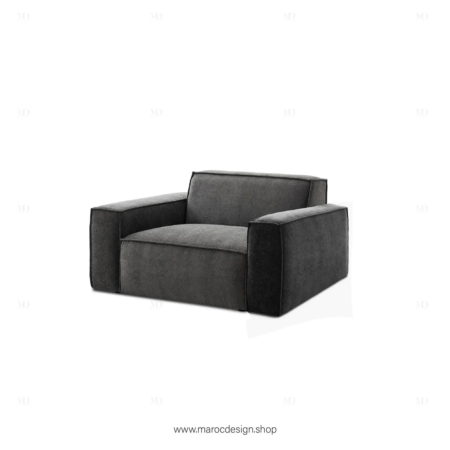 W Canapé avec 2 Accoudoir BOXTER - Élégance Moderne et Modulabilité-canapé, fauteil, Meridienne,-Maroc Design-Noir-Maroc Design