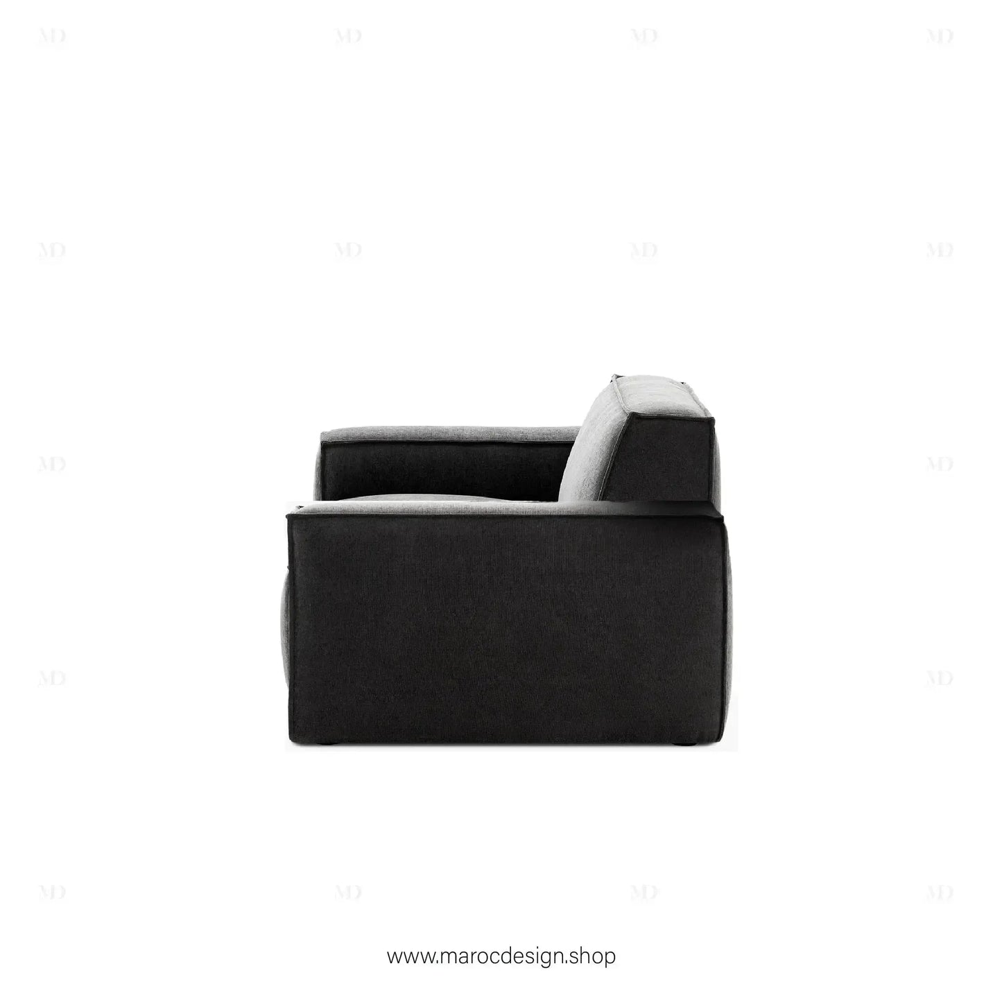 W Canapé avec 2 Accoudoir BOXTER - Élégance Moderne et Modulabilité-canapé, fauteil, Meridienne,-Maroc Design-Noir-Maroc Design