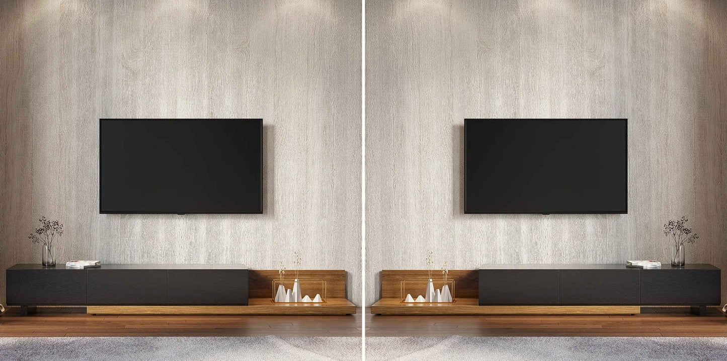 Meuble TV en bois MDF, détail matière – Maroc Design